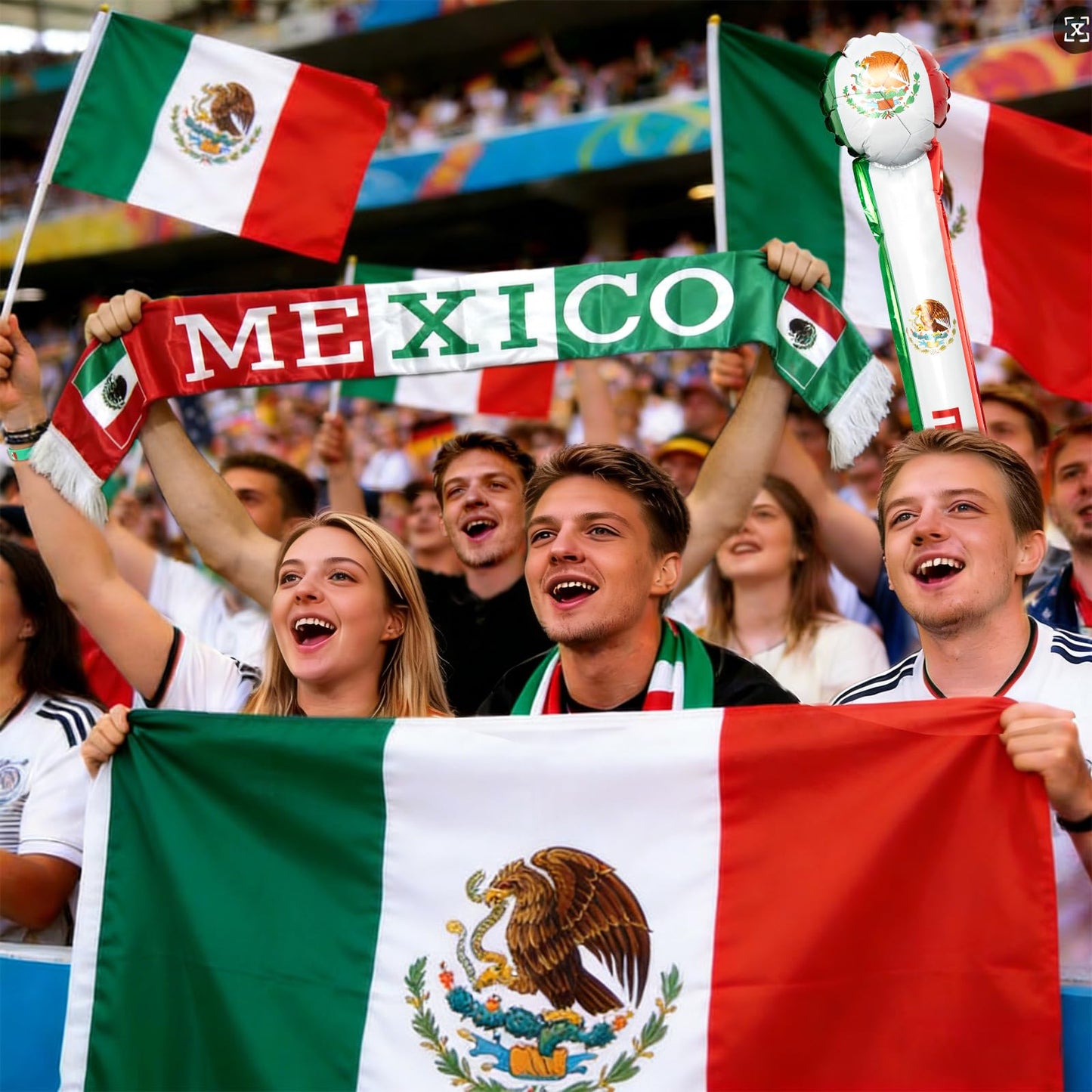 World Cup 2026 Fan Accessories with Large 3x5 ft Flag, Match Tracker Poster, Stickers, Cheering Sticks, Clapper & Scarf, World Cup Decorations Fan kit for Soccer Watch Party, Stadium and Home Cheering BST202
