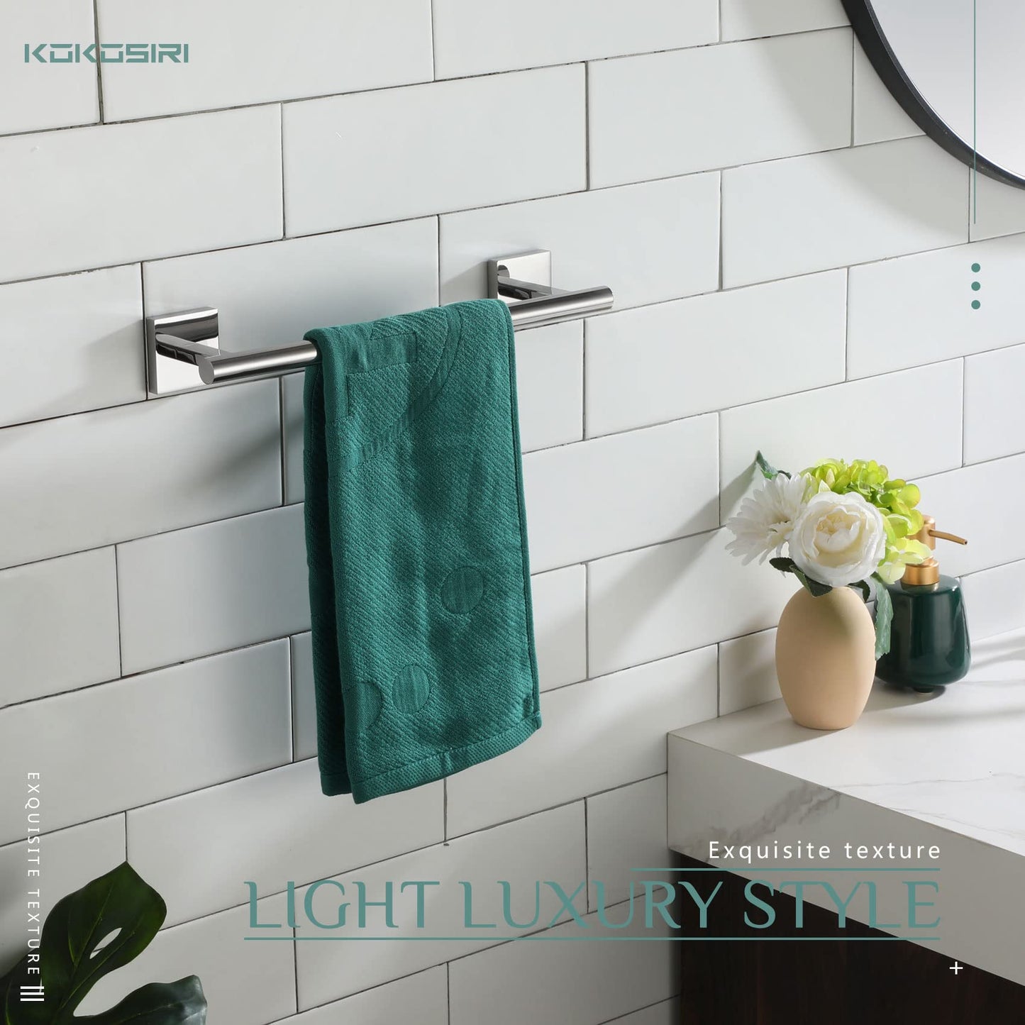 KOKOSIRI Bathroom Towel Bars 16 Inch Towel Rail Matte Black 40CM Hand Towel Holder for Bath Kitchen Wall Stainless Steel B4005BK-L16 BST202