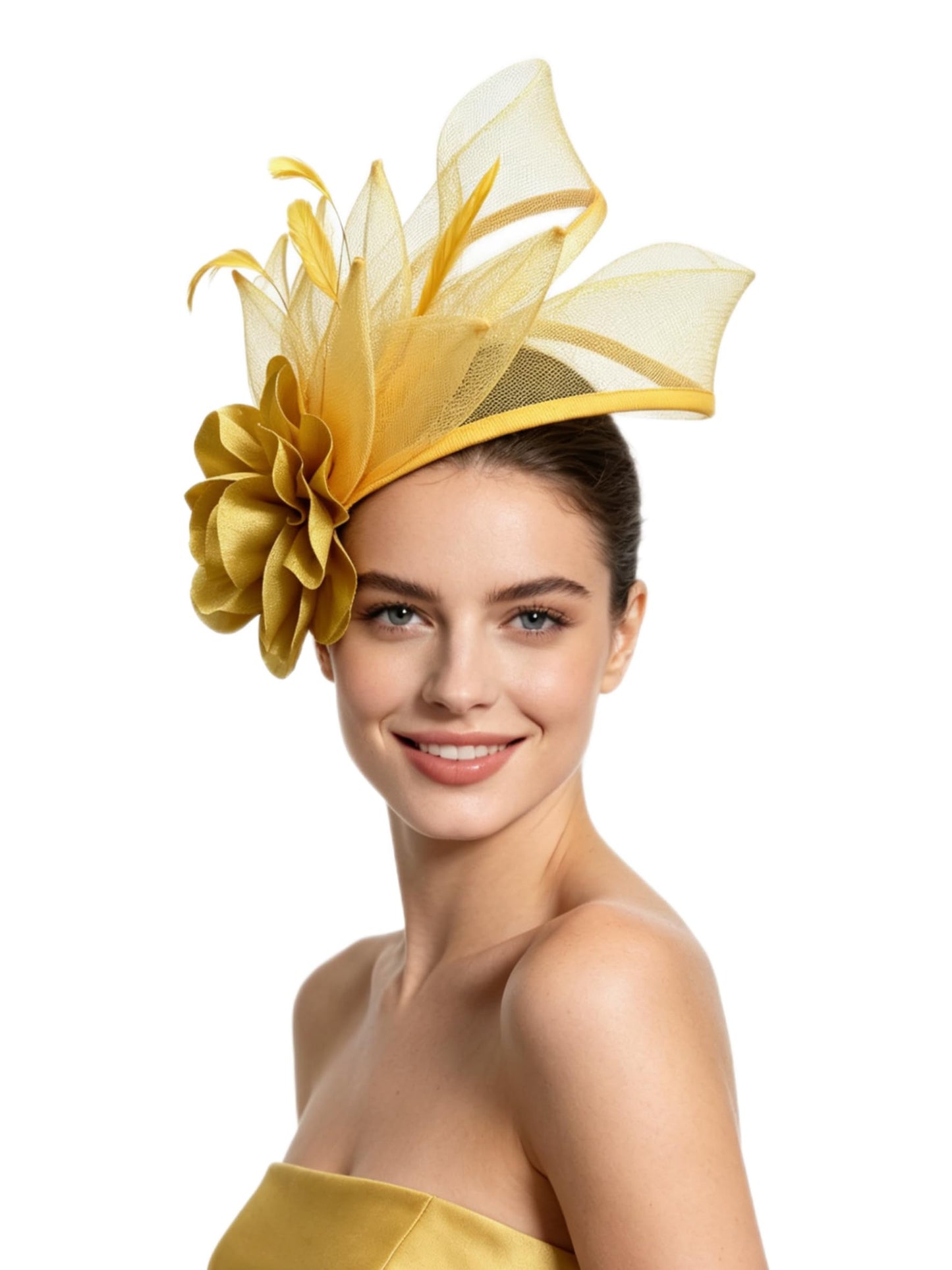 SAFERIN Fascinators Hat Flower Mesh Ribbons Feathers on a Headband and a Clip Tea Party Headwear for Girls and Women WN420