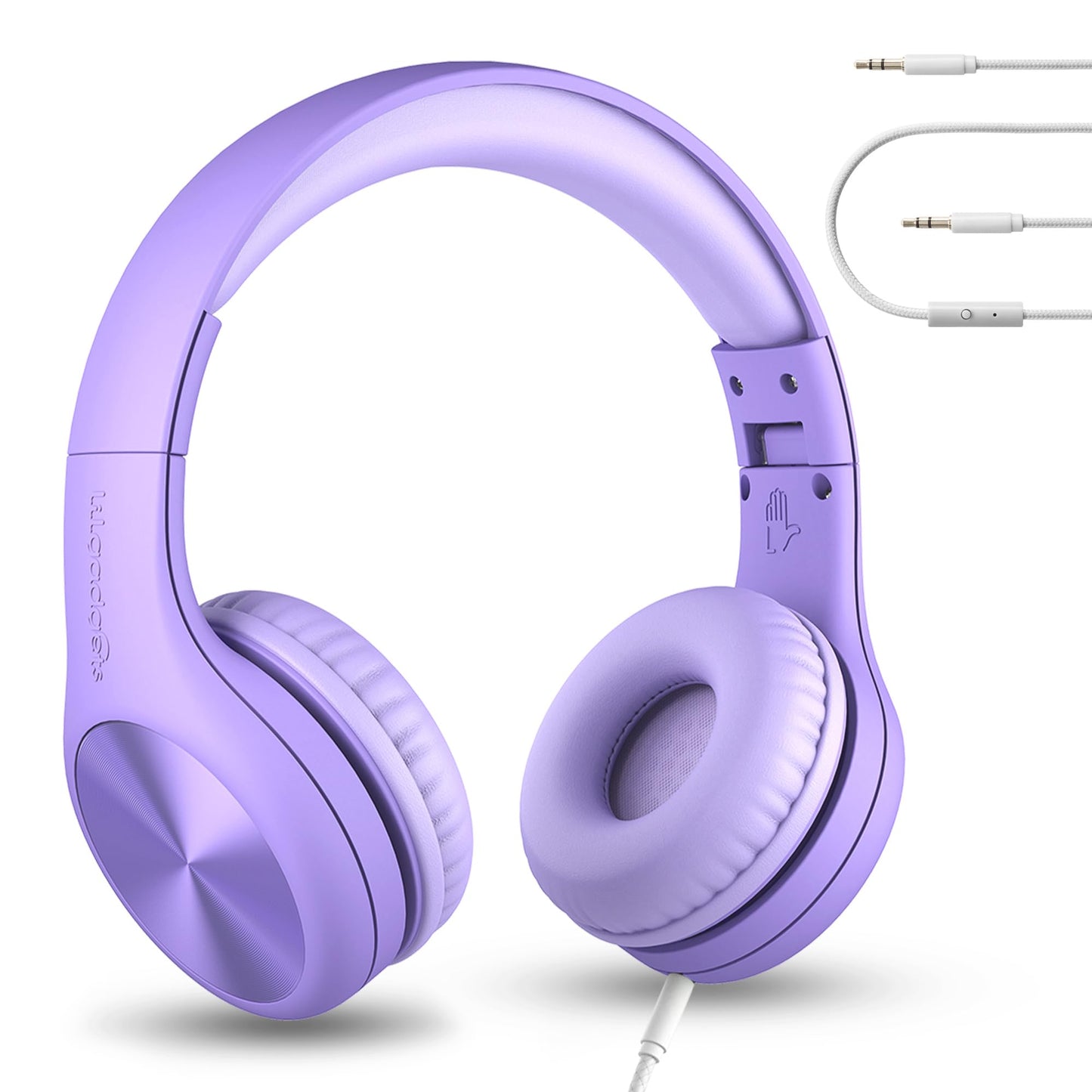 LilGadgets Connect+ Pro Wired Kids Headphones for School with Microphone, Volume Limiting Over-Ear Headset with Cord, SharePort Technology & SoftTouch Padding, Blue