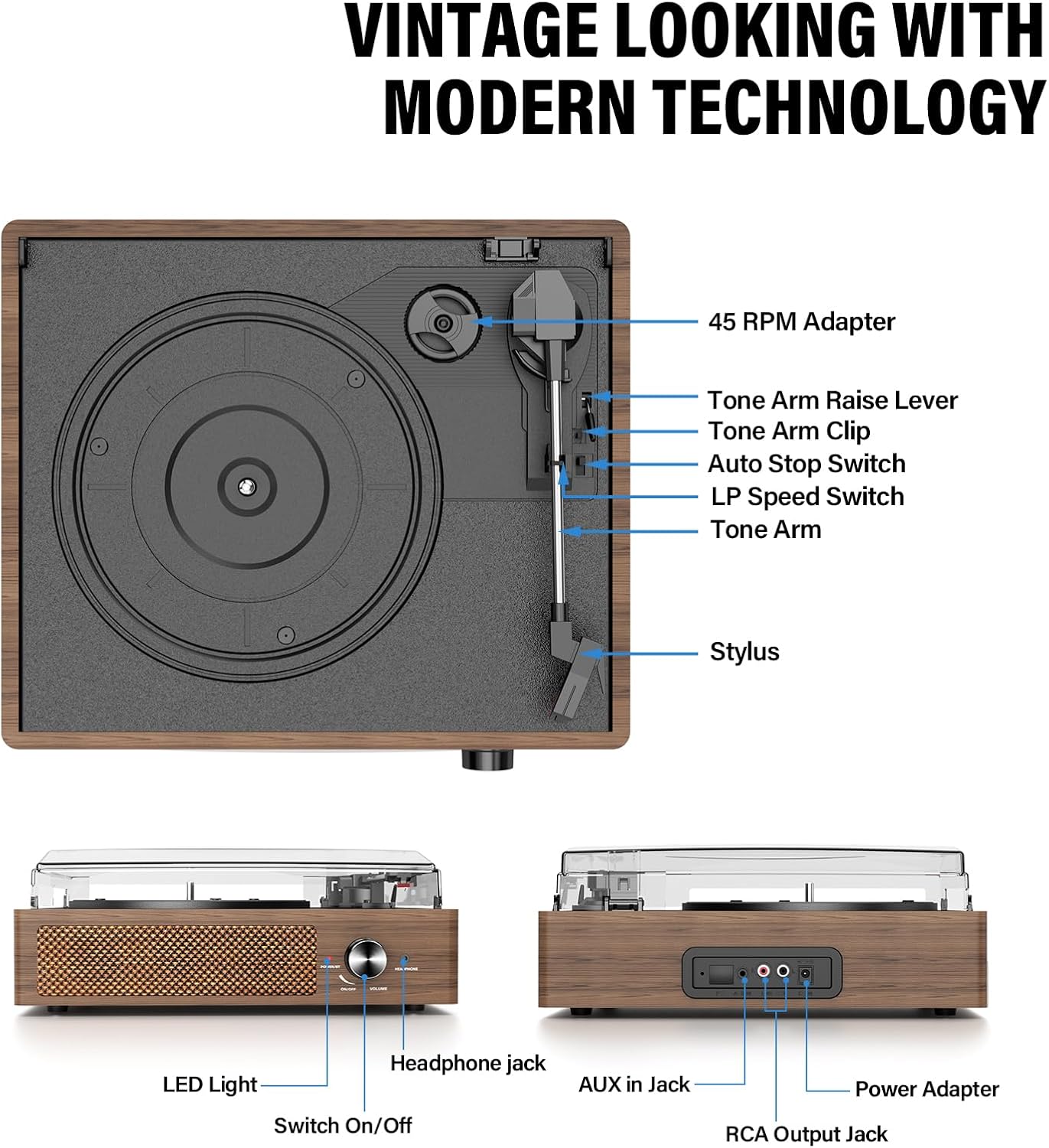 Record Player for Vinyl with 2 Build-in Speakers 36