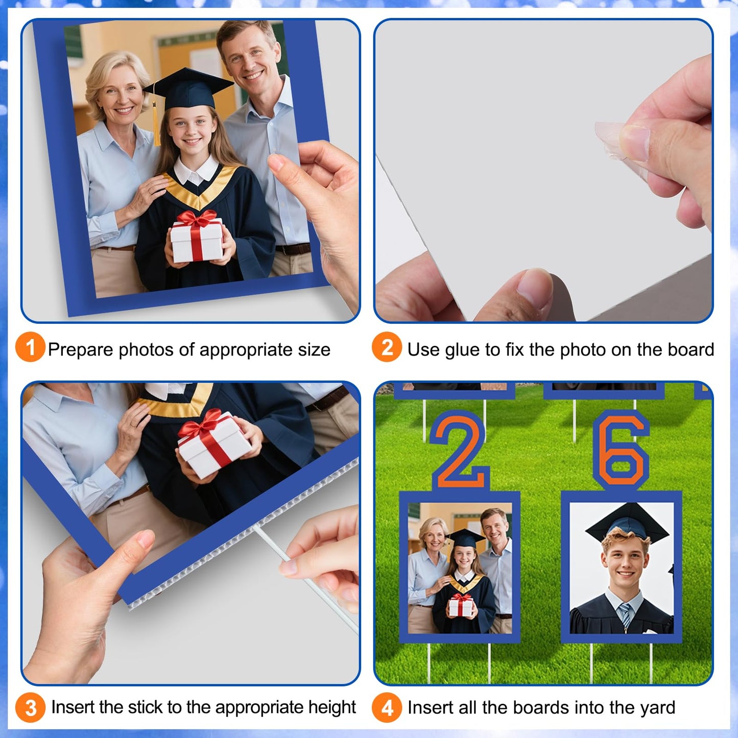 12 Pcs Graduation Photo Yard Sign Decorations 2026, K-12 Grade Graduation School Picture Frame Lawn Sign with Stakes for Kindergarten Middle High School Class of 2026 Grad Party Decorations, Red WN420