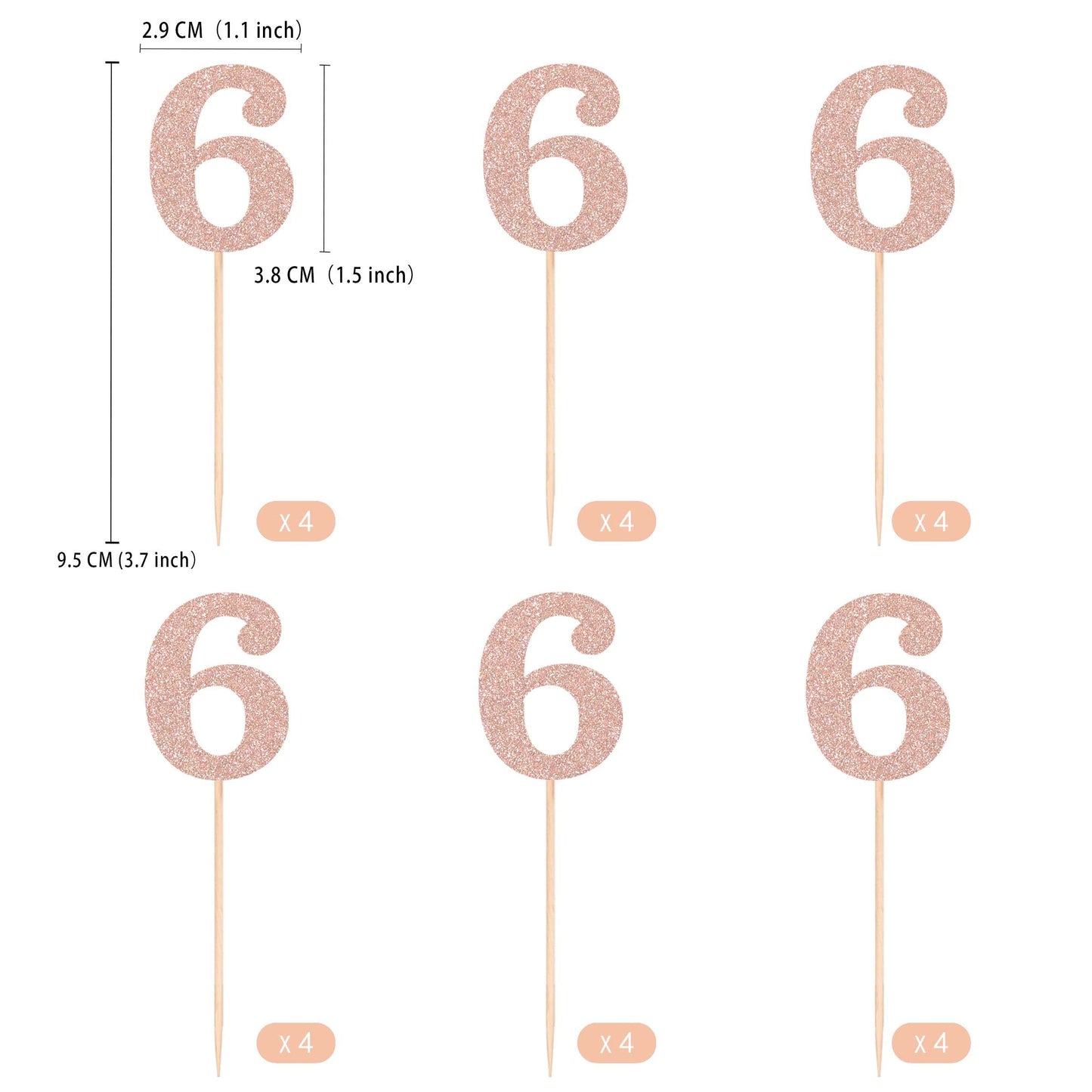 Gexolenu 24 PCS Rose Gold Double-sided 3rd Birthday Cupcake Toppers, Glitter Age THREE Cake Picks Decor, Third Happy Birthday Party Decorations Baby Shower Anniversary Party Supplies BST220