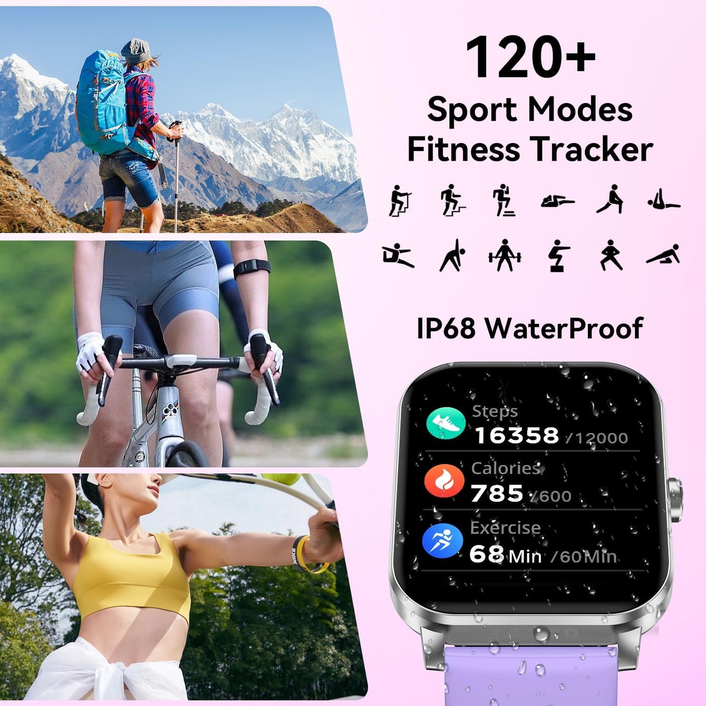 Smart Watch Your Fitness Tracker 1.85" Purple 89