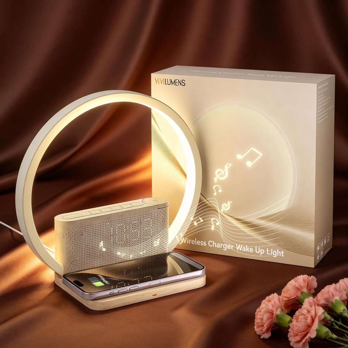 VIVILUMENS Wireless Charger Wake Up Light, Alarm Clock Wireless Charger 78