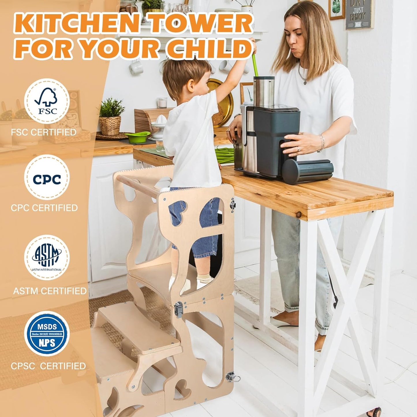 Toddler Tower, Kids Kitchen Step Stool Helper N29