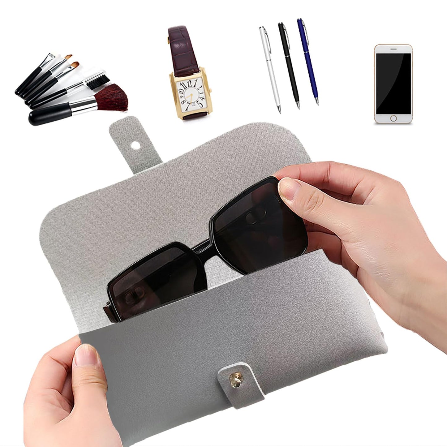 Glasses storage bag Travel sunglasses myopia glasses storage bag Fashion leather storage bag WN420