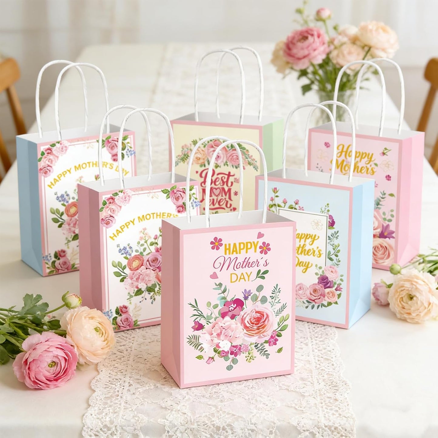 24 Pcs Paper Gift Bags with Handle Party Favor Treat Bags for Birthday Party Supplies WN420