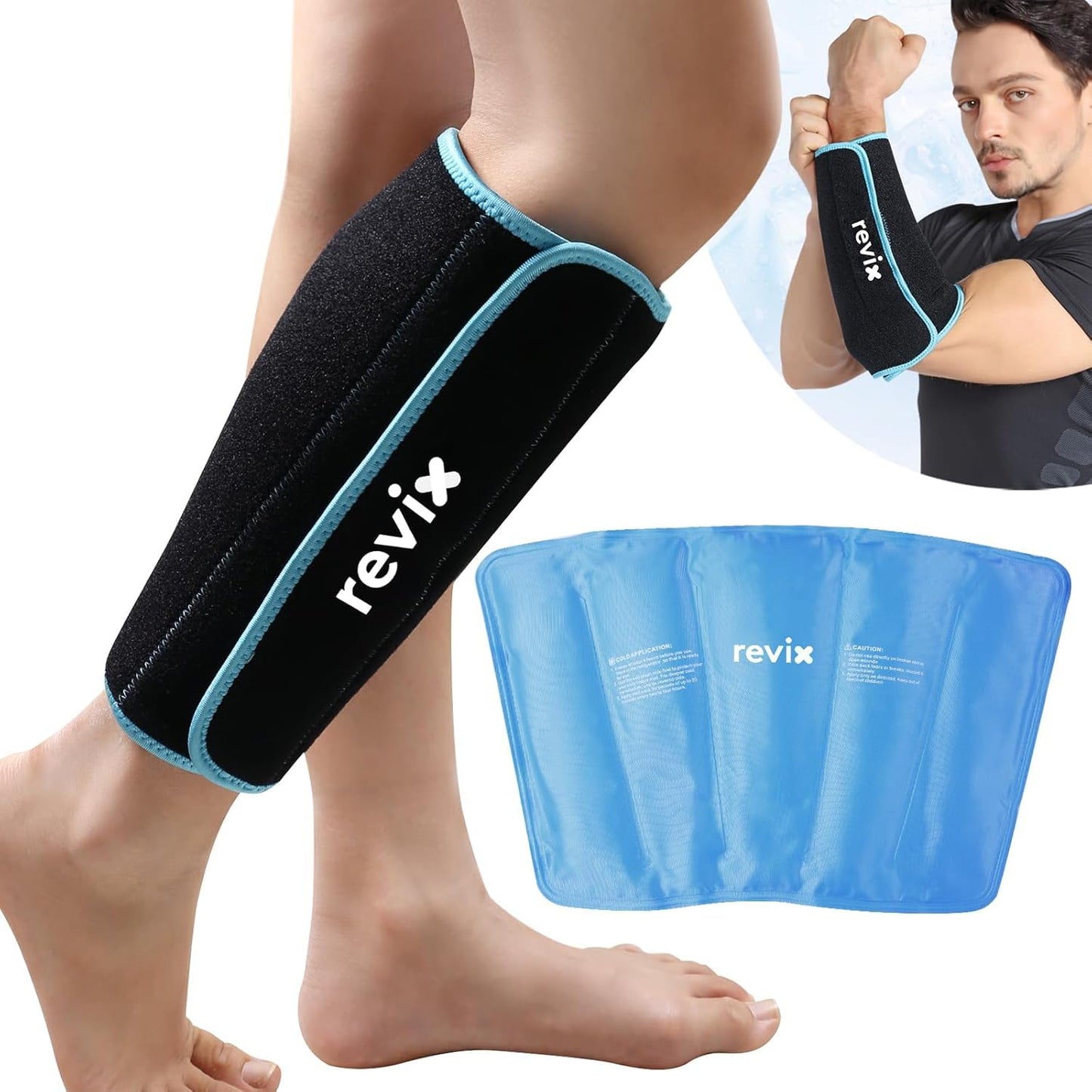 REVIX Shin Ice Pack Reusable Leg Ice Pack Wrap Cold Therapy Compression Sleeve N25
