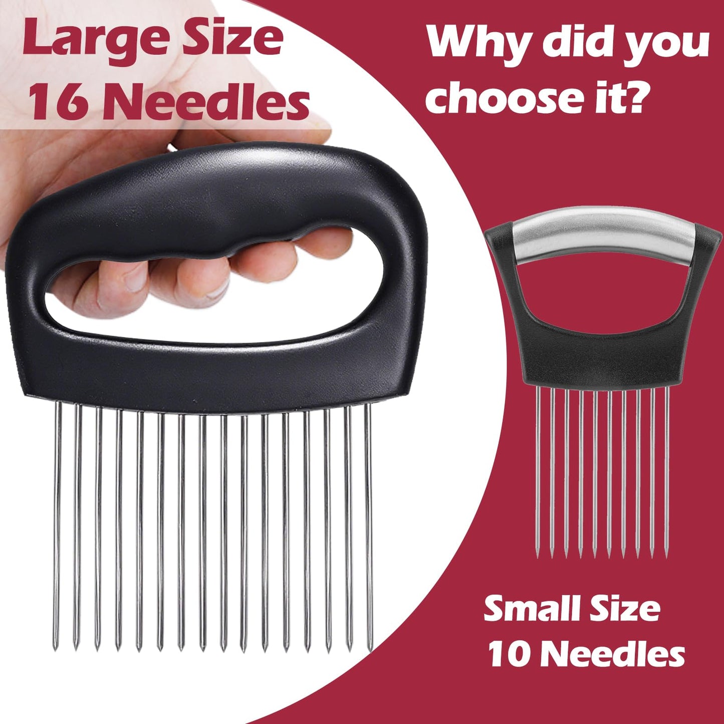 JAYVAR Extra-Large Onion Holder for Slicing, 304 Stainless Steel | 14 Long Needles, Onions Cutter Vegetable Chopper, Tomato Cutter Slicer, Kitchen Gadgets for Evenly Slicing BST326H