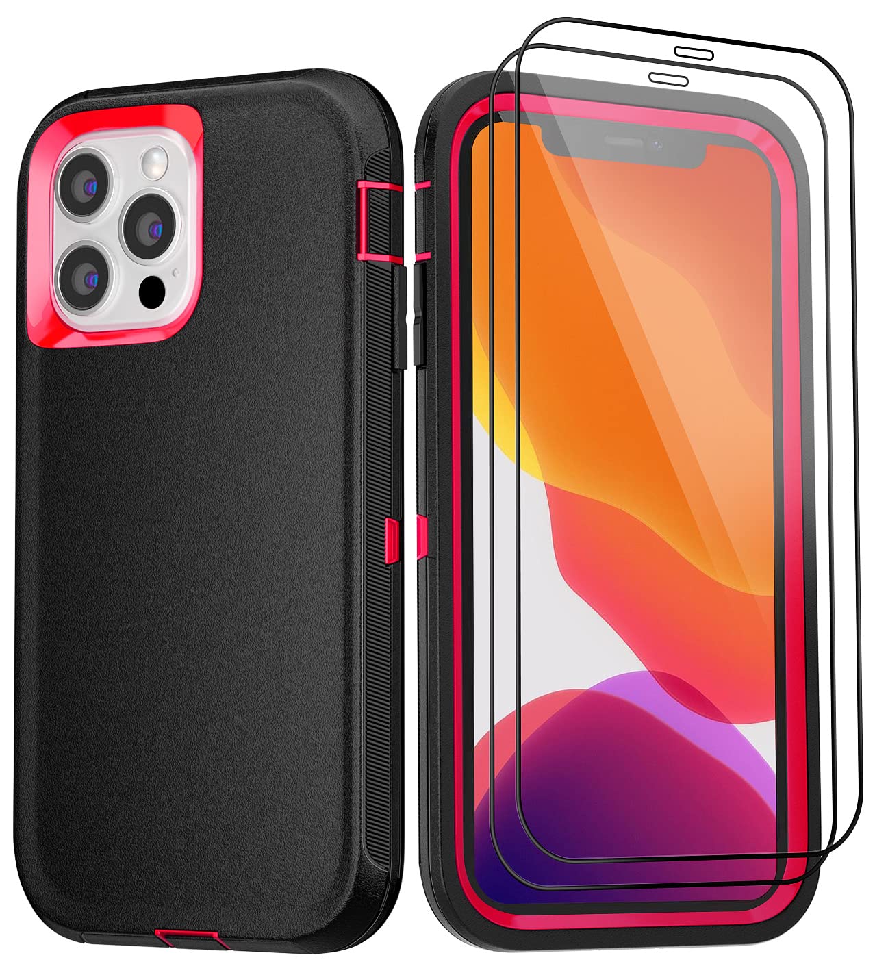 for iPhone 11 Case with Belt Clip Holster Kickstand & 2 Screen Protector, Full Protection Heavy Duty Phone Case, Shockproof Drop-Proof Durable Cover 6.1" [Black+Clip] WN420