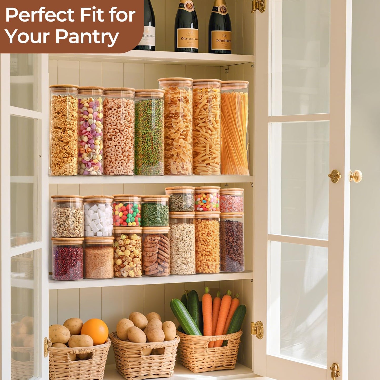 ComSaf Glass Storage Containers With Lids 0.5 Qt, 6 Pack Small Glass Jars | Small Glass Containers, Spice Jar 15oz, Candy, Family Snack Storage, Coffee Bar Organization, Size For Subpackage, BPA Free BST220