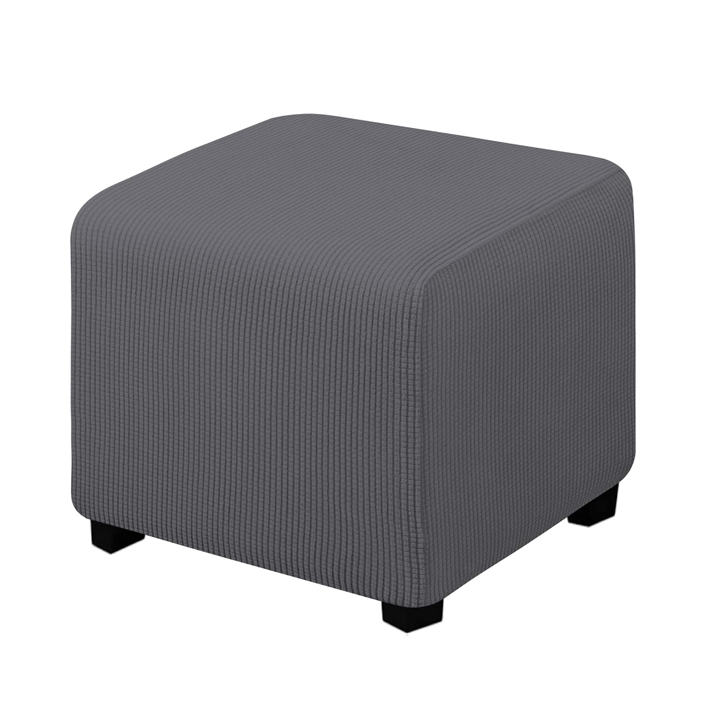 Easy-Going Stretch Square Ottoman Cover 15x15x15inch Dark Blue | Folding Storage Footstool cover Furniture Protector Soft Rectangle slipcover with Elastic Bottom BST202