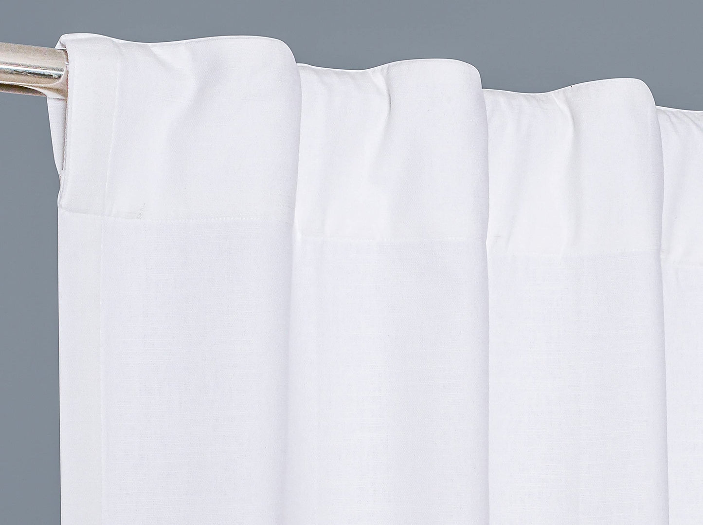 Bedding Craft Curtains 63 Inch Length - White Poly Cotton Slub Drapes with Tab Top, Set of 2, Ideal for Bedroom, Living Room, and Office_ 50x63 inch BST220