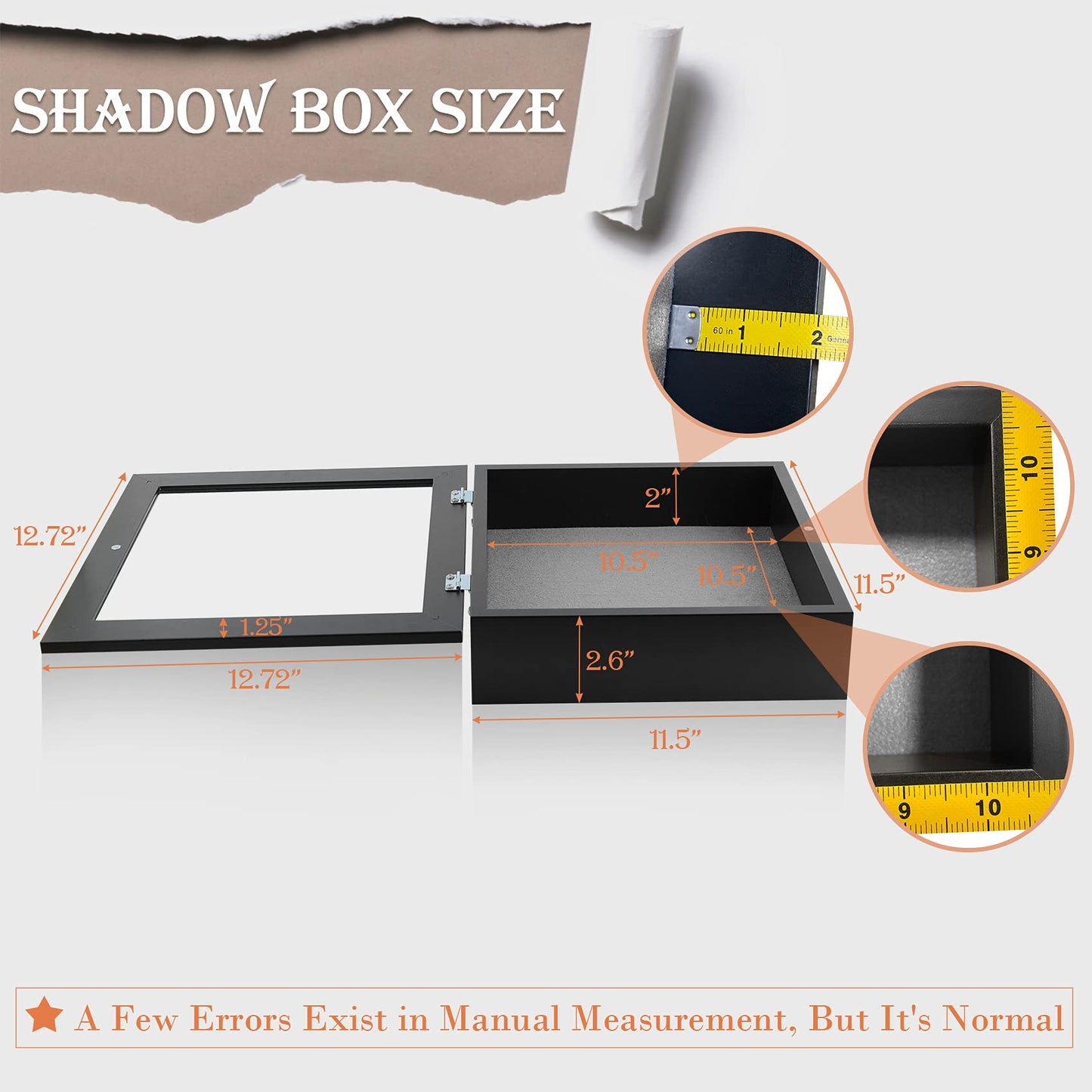 Golden State Art 11x14 Shadow Box Frame Display Case - 2 inch Depth Great for Collages, Collections, Mementos, 6 Pins Included (White, 1 Pack) BST326H
