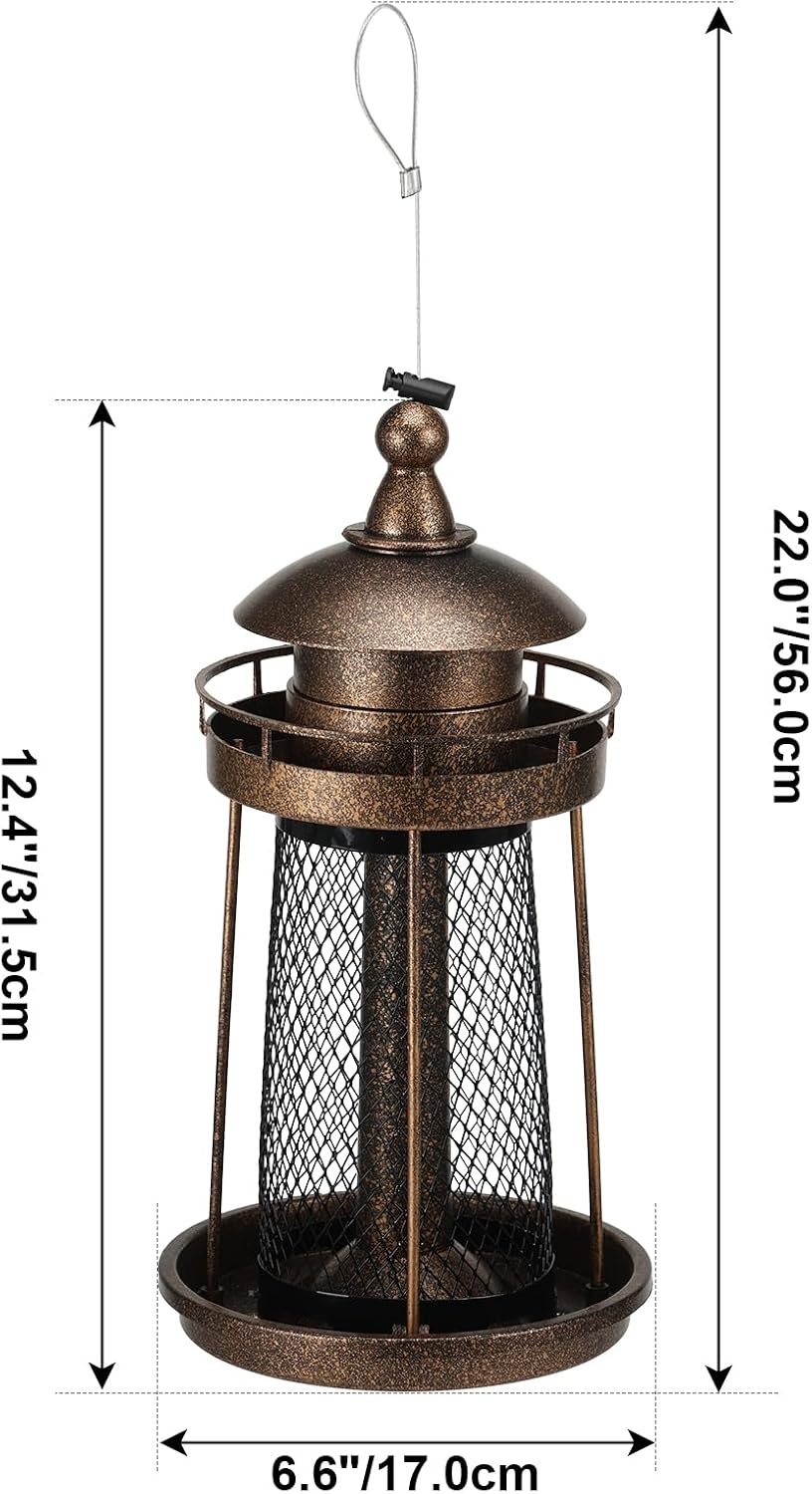 Lavezee Bird Feeder for Outdoors, Large Capacity Hanging Bird Feeders for Outside Wild Birds Hummingbird Parrot, Bronze WN420