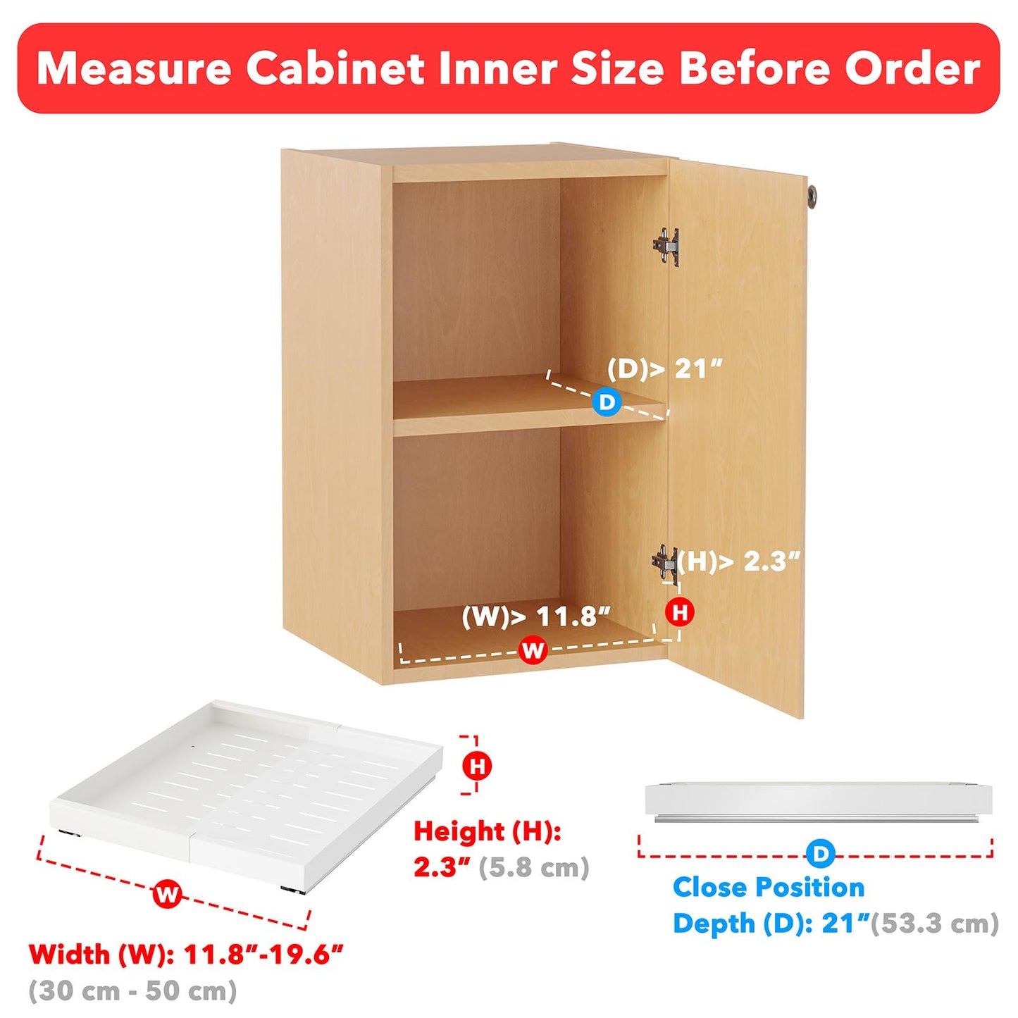 SpaceAid Pull Out Cabinet Organizer, 1 Pack Expandable 11.8"-19.6" (Need to Pull to Wide) N26