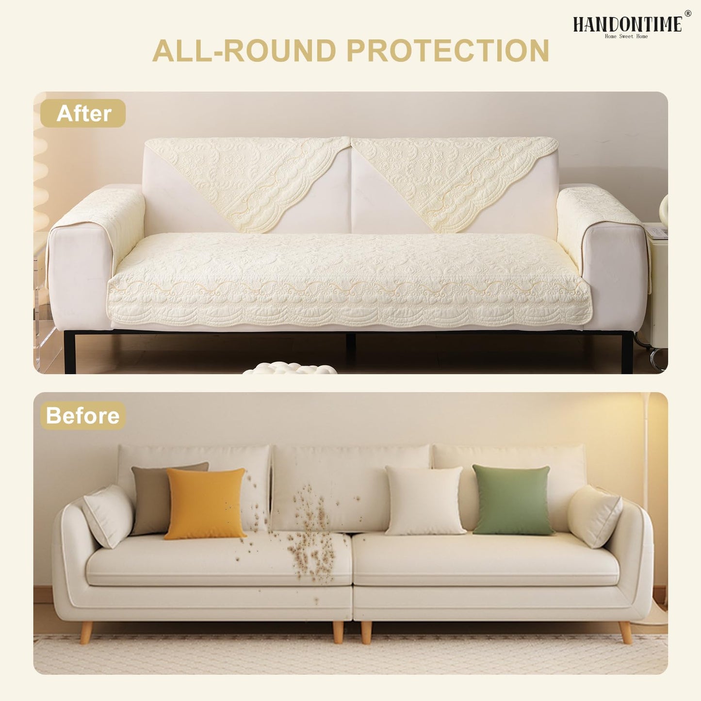 HANDONTIME Fuzzy Dog Couch Cover Washable, Pet-Friendly Sofa Covers Non-Slip Geometric Jacquard Pet Protector Furniture Cover for 3 Cushion Sofa Cozy Fuzzy Dog Mat for Couch (Grey, 35.4" x 70.9") BST202
