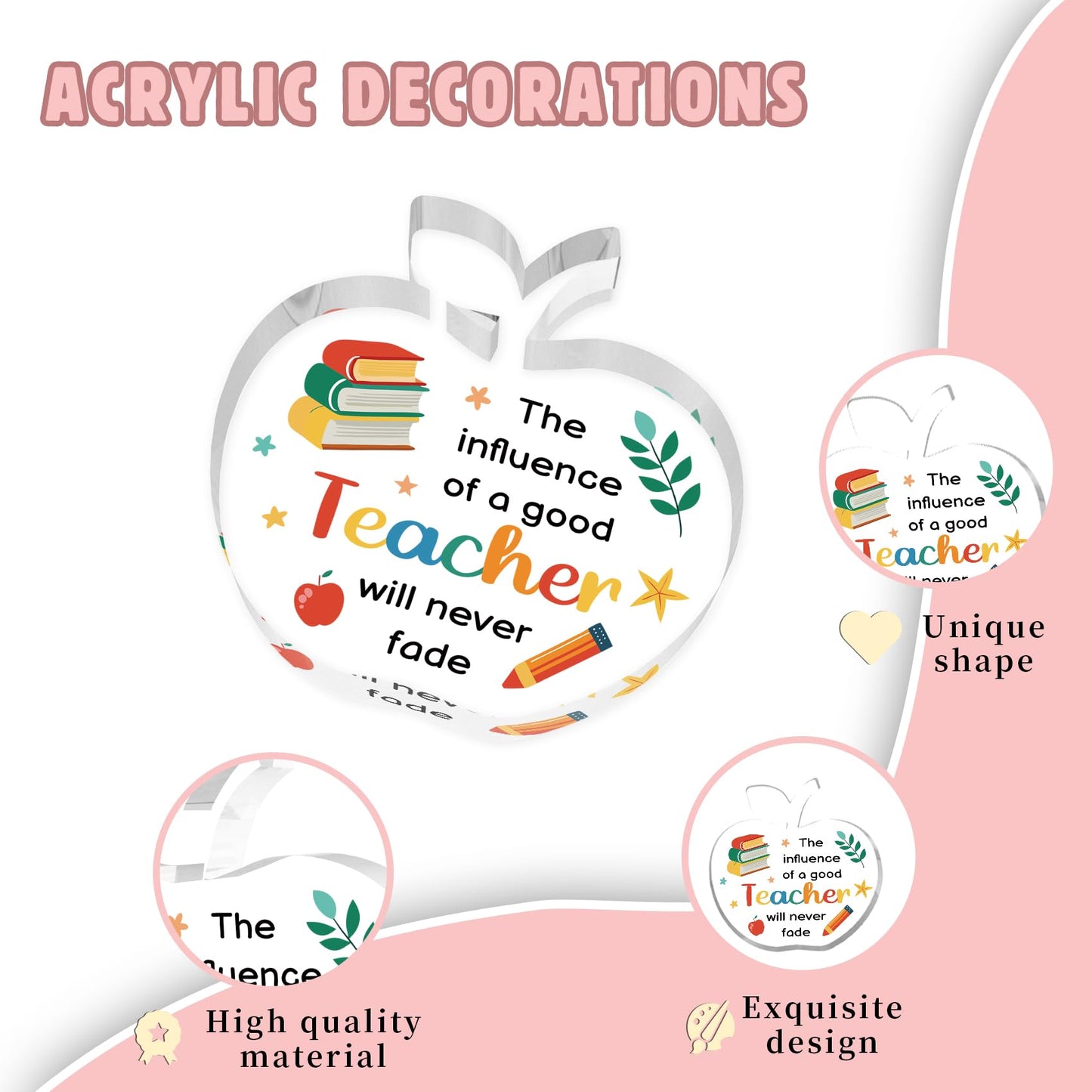 Teacher Appreciation Gifts End of Year Thank You Christmas Retirement Back to School Graduation Halloween Thanksgiving Teacher Gifts for Women Acrylic Plaque Decor with Sunflower for Teachers BST326L