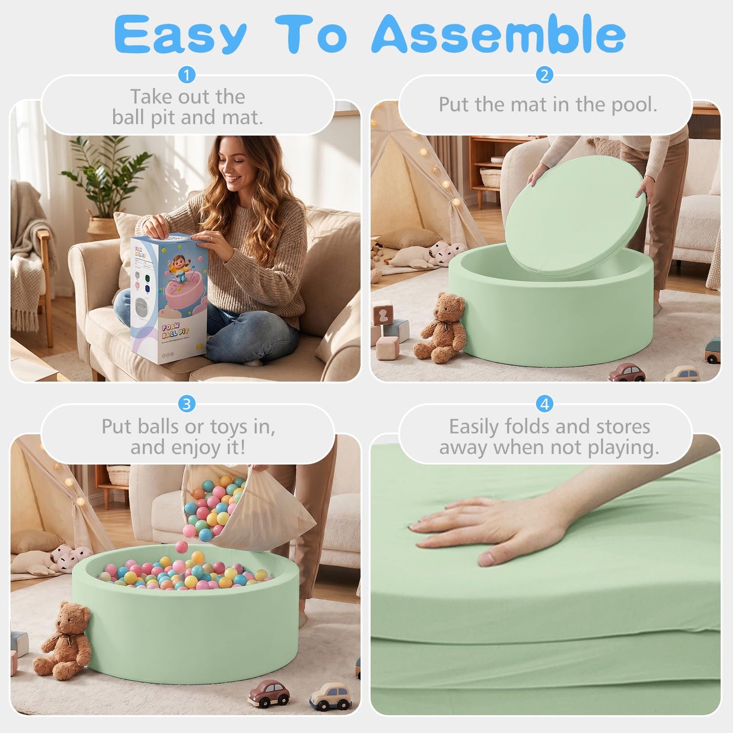 SHJADE Foam Ball Pit, 35.4"x 11.8" Ball Pits for Toddlers-Pink | Soft Memory Sponge Round Playpen Ball Pool for Kids, Ideal Gift for Babies, Indoor and Outdoor Game, Balls not Included DD1210