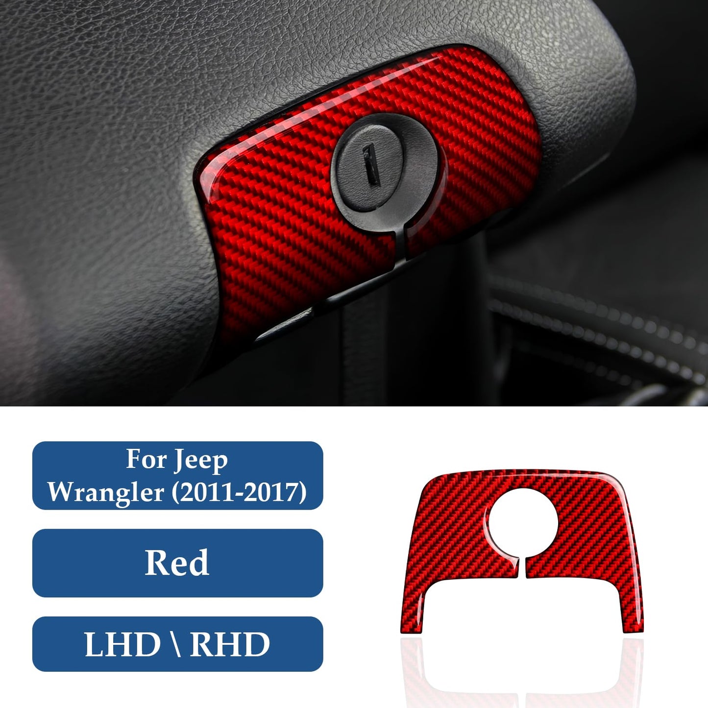 Car Gear Shift Lower Panel Sticker Carbon Fiber Decal Interior Trim Cover for Jeep Wrangler 2011 2012 2013 2014 2015 2016 2017 Accessories (Red) BST220