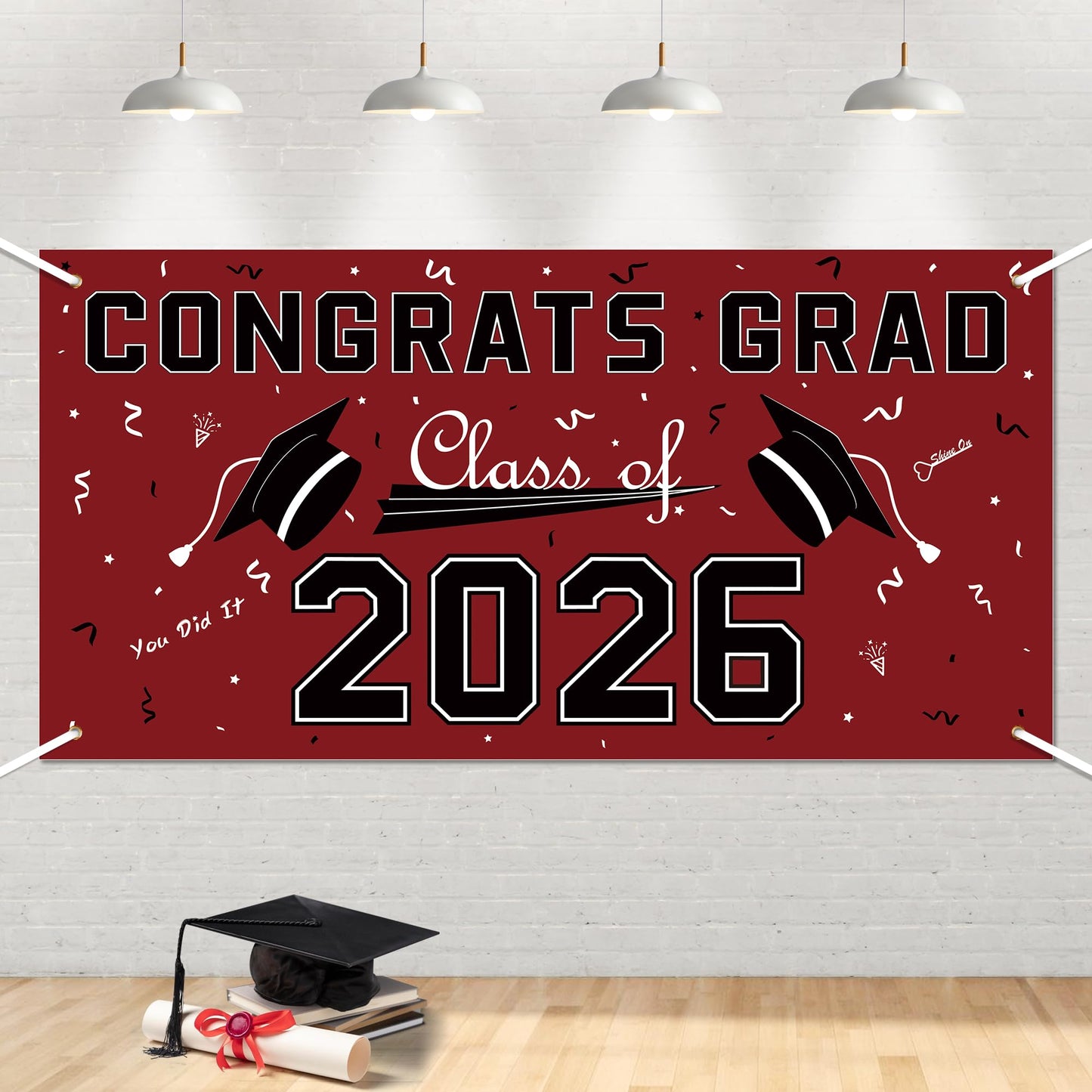 Graduation Decorations 2026 2027 - Red Polyester Graduation Backdrop - Graduation Party Decorations - Congrats Grad Banner - Graduation Decorations Class of 2026,Graduation Party Favors Supplies Yard Sign WN420