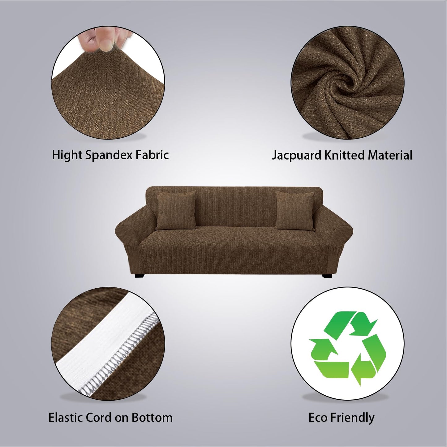 Sofa Slipcover with 2 Pillow Cover for 3 Cushion Couch, Non Slip Furniture Protector with Elastic Bottom, Washable Sofa Cover for Kids, Pets (Sofa, Navy) BST326H