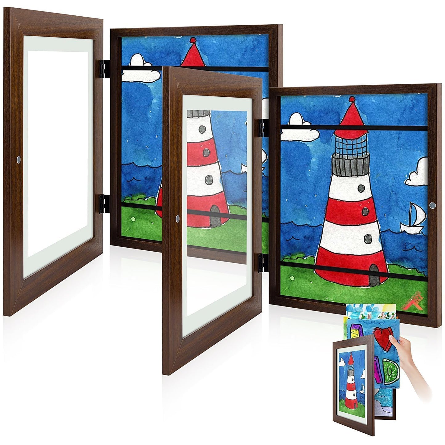 Golden State Art, 8.5x11 Kids Art Frames, Front-Opening Picture Frame Great for Kids Drawings, Artworks, Children Art Projects, Schoolwork, Home or Office (Walnut, Set of 2) BST220