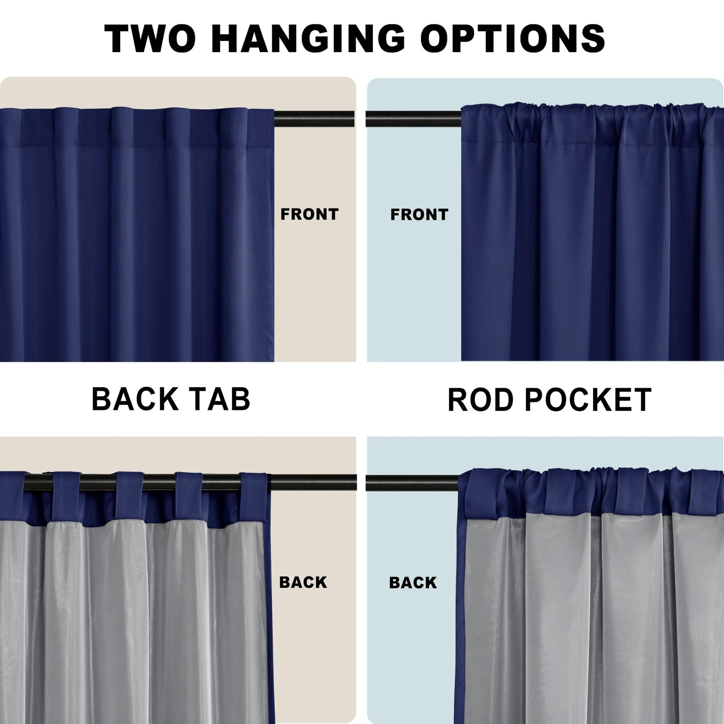 XWZO White Blackout Curtains with Tiebacks - Rod Pocket & Back Tab Heat and Full Light Blocking Window Panels for Bedroom/Nursery, 84 Inches Long Thermal Insulated Draperies, W42 x L84, Set of 2 BST326H