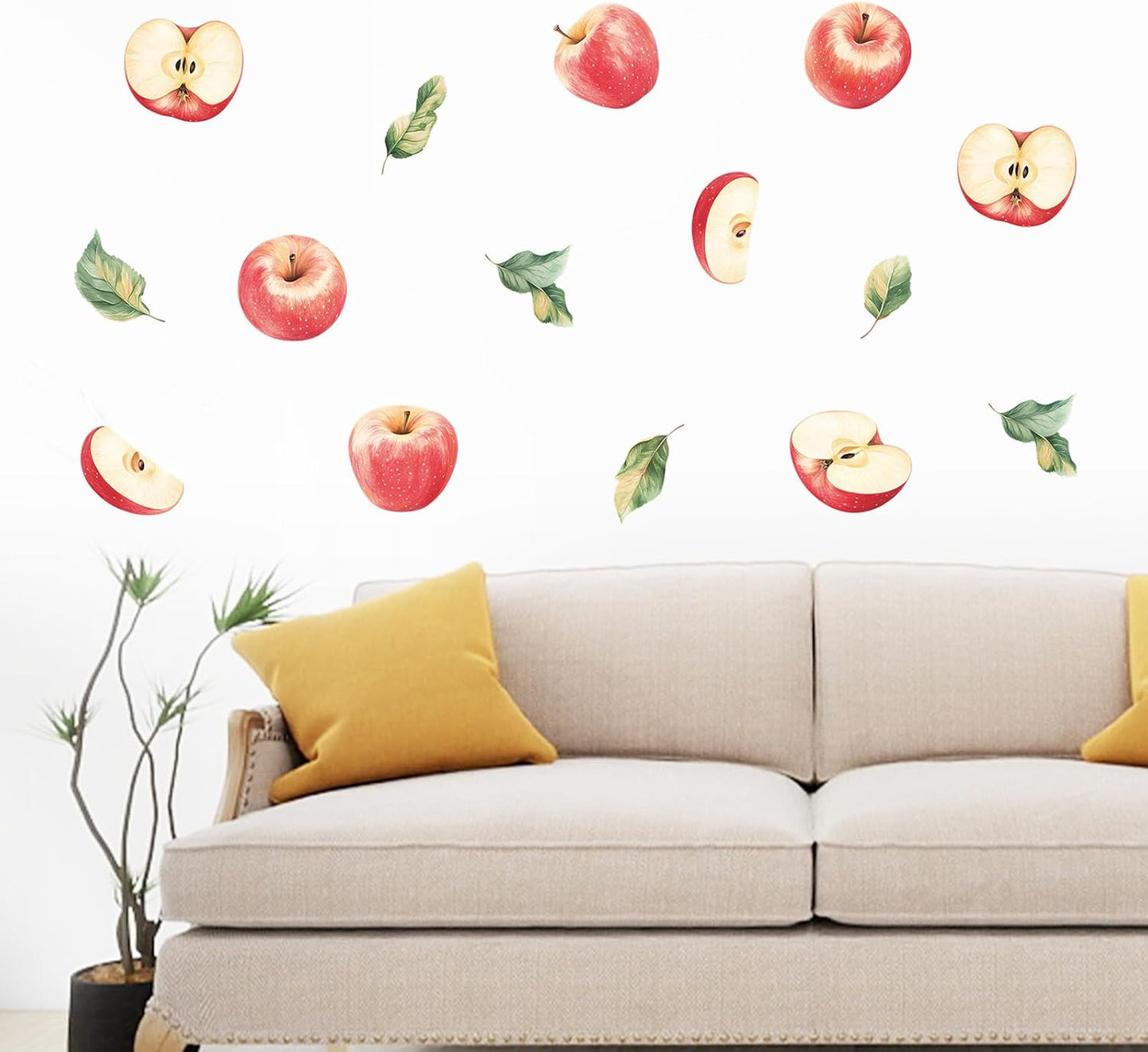 4 Sheets Apple Stickers Decals Wall Decor | Summer Wall Decals, Fruit Stickers, Apple Decor For Kitchen Bathroom Home Classroom, Summer Farmhouse Party Decorations BST202