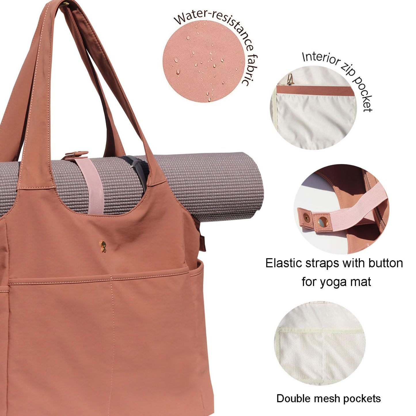 ESVAN Yoga Tote Bag Mat bag Women Shoulder Bags Carryall Tote for Travel Office Workout Gym Nurse Beach BST326H