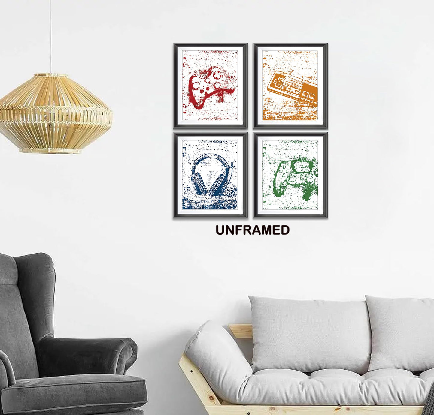 Retro Video Game Gaming Poster Prints for Home Boys Room Playroom Decor,Black And White Video Game Decorations Prints Wall Art Unframed 4pcs 8x10inches,Gift for Gamer Boys Gaming Love (8×10 inc) BST220
