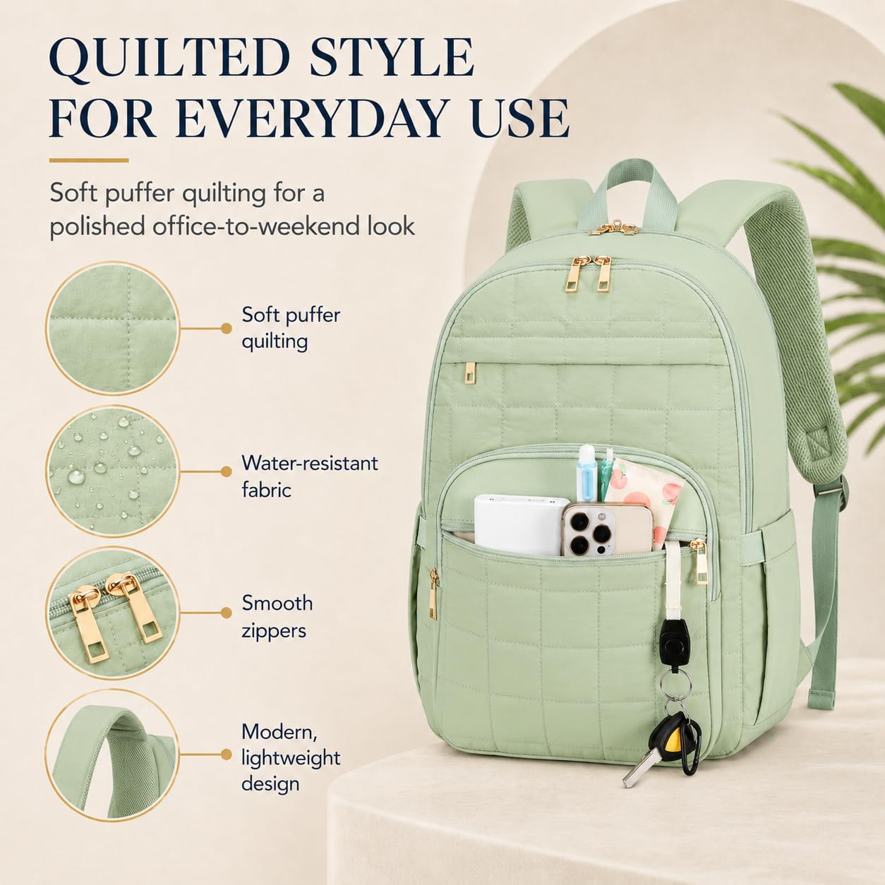 CAMTOP College Backpacks for Women, School Backpack with Insulated Lunch Pocket BST326H
