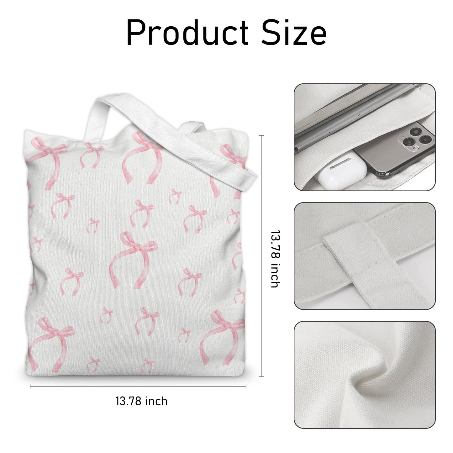 Aesthetic Canvas Tote Bag for Women with Inner Pocket – Cotton Cloth Totes Bag with Pattern BST326H