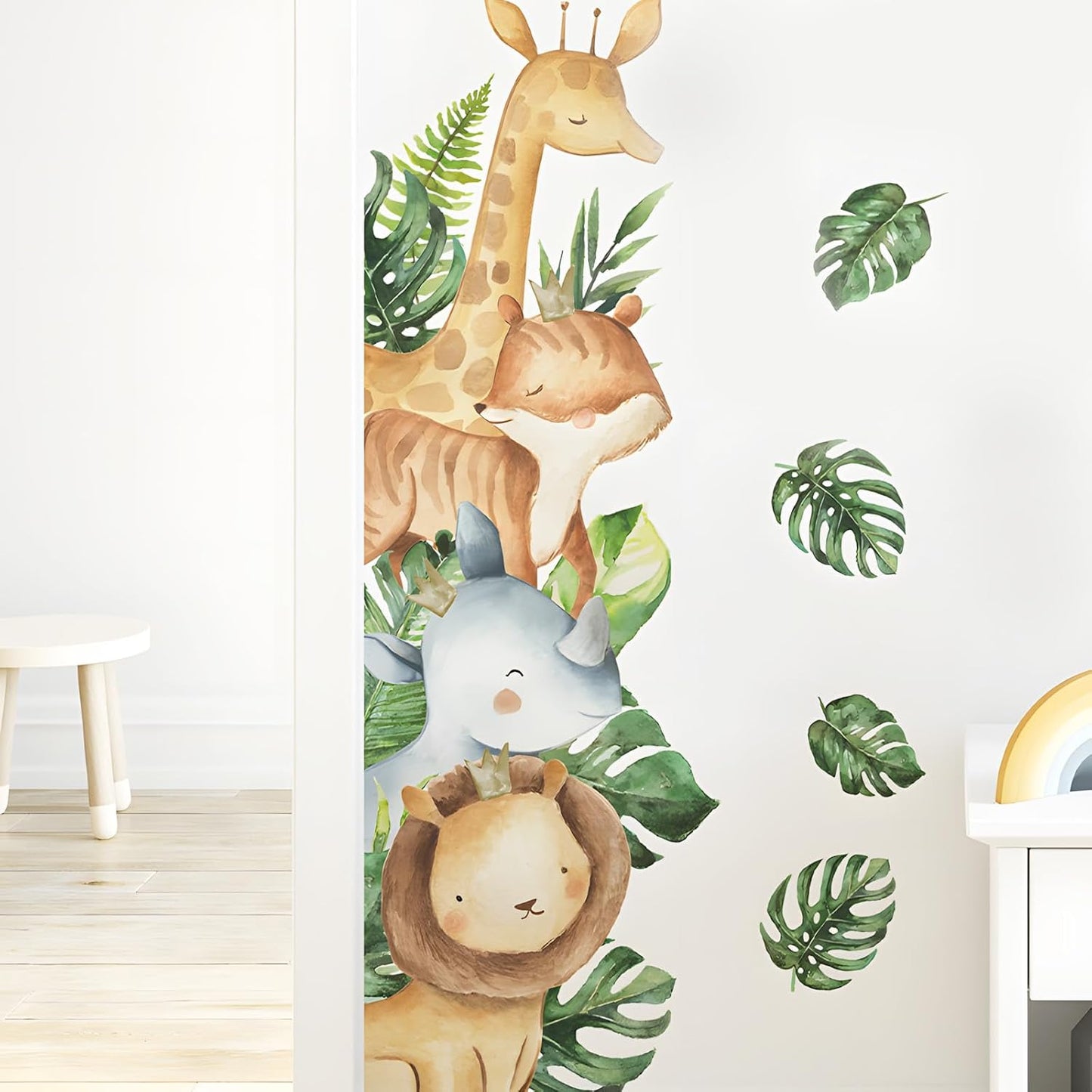 Peel & Stick Jungle Animal Wall Stickers Giraffe Elephant for Kids Nursery Decor BST326L