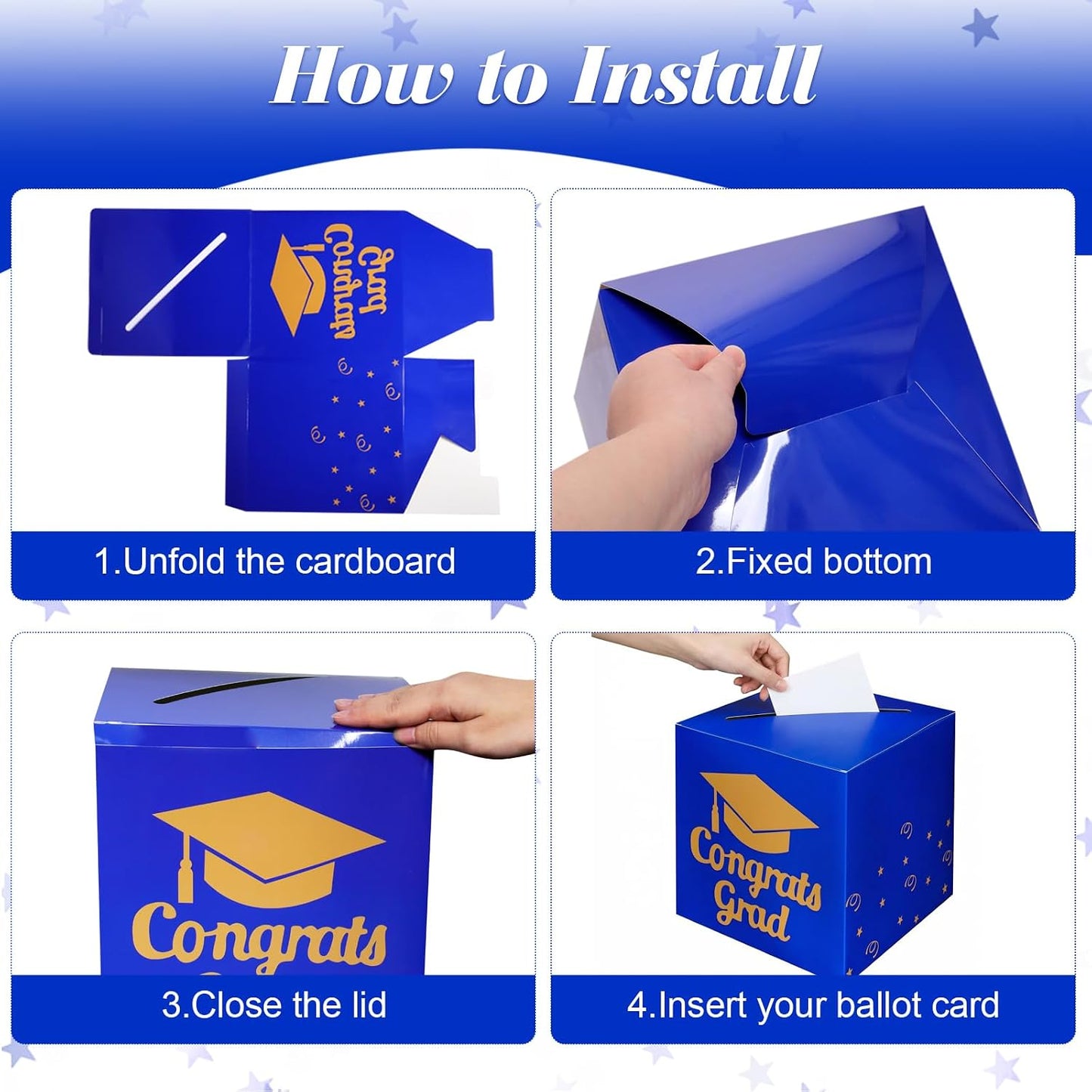 Graduation Cardboard Box Holder Congrats Grad Foldable Ballot Box for Graduation Grad Party Decorations BST220