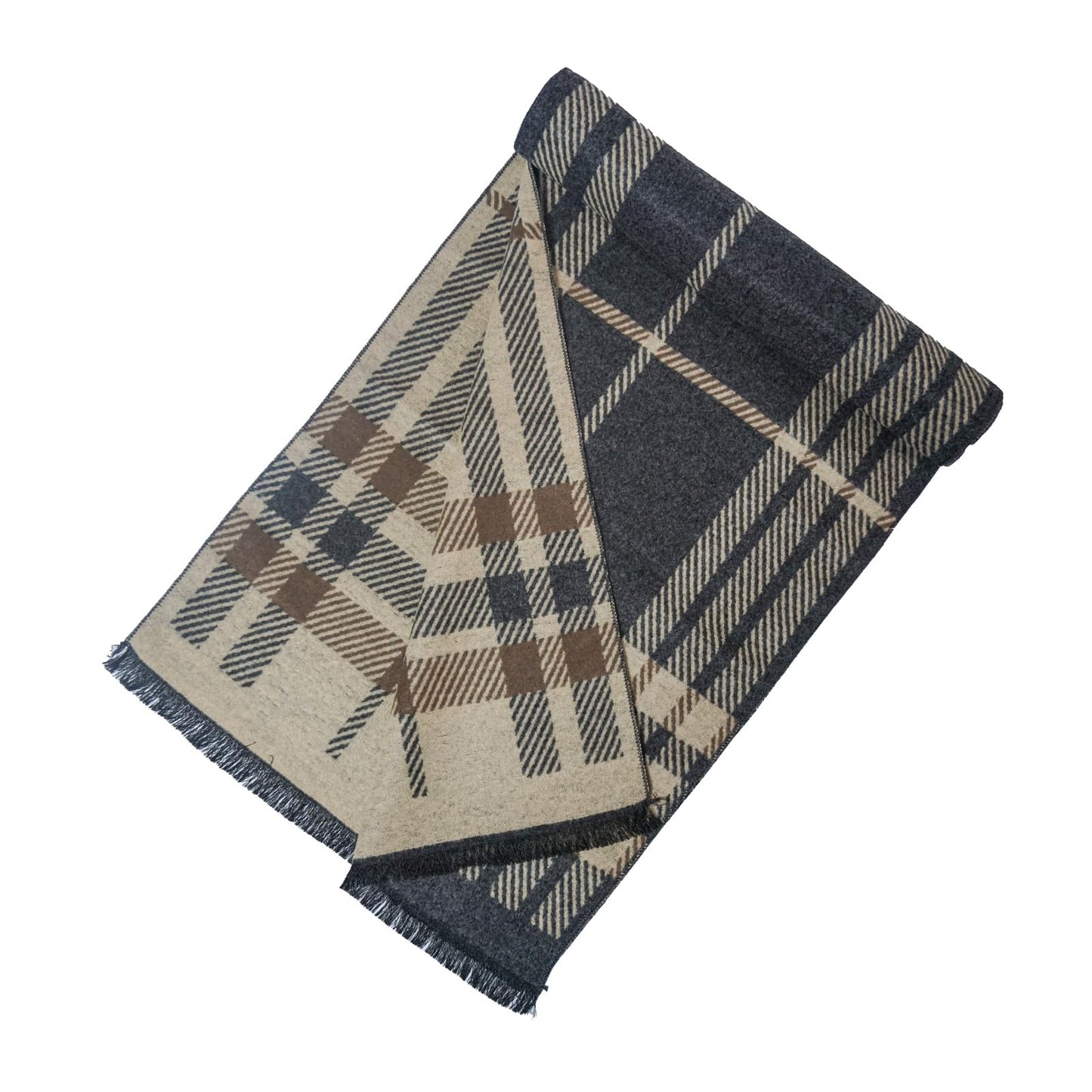 Mens Winter Scarf Cashmere Feel Warm Scarves Long Plaid Tassel Scarf for Men WN420