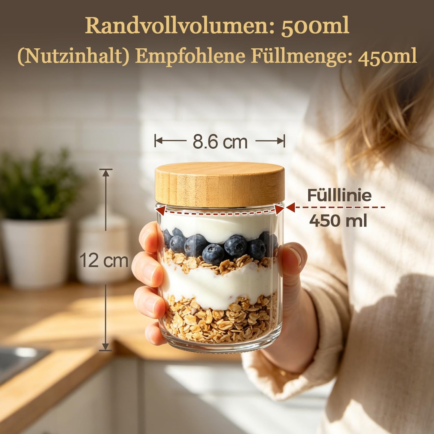 ComSaf Glass Storage Containers With Lids 0.5 Qt, 6 Pack Small Glass Jars | Small Glass Containers, Spice Jar 15oz, Candy, Family Snack Storage, Coffee Bar Organization, Size For Subpackage, BPA Free BST220