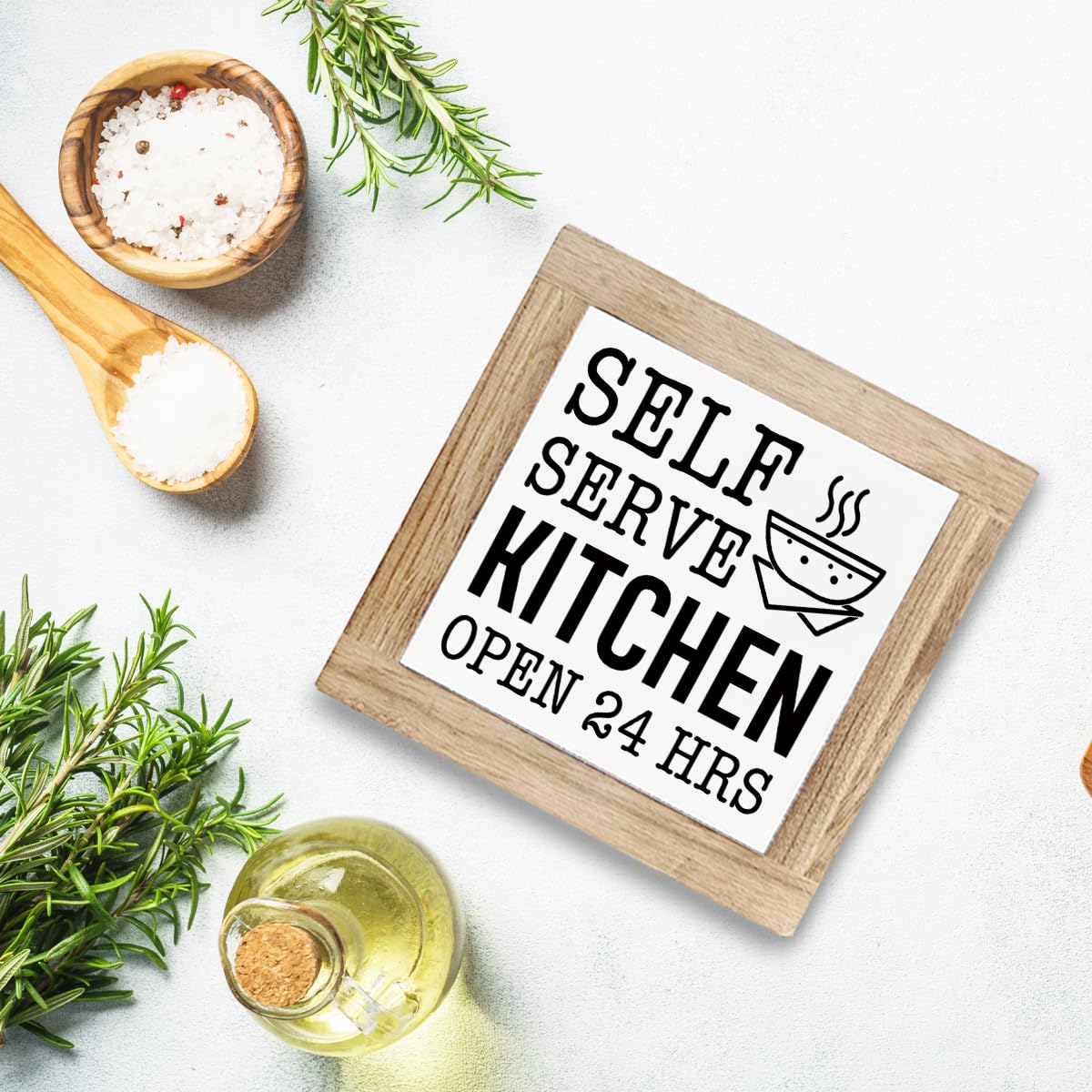 Just A Spoonful of Sugar Sign, Coffee Decor Sign, Rustic Kitchen Box Signs, Coffee Station Decor, Modern Farmhouse Home Decors for Kitchen Bar, Cafe Decors, Freestanding Wooden Plaque BST326L