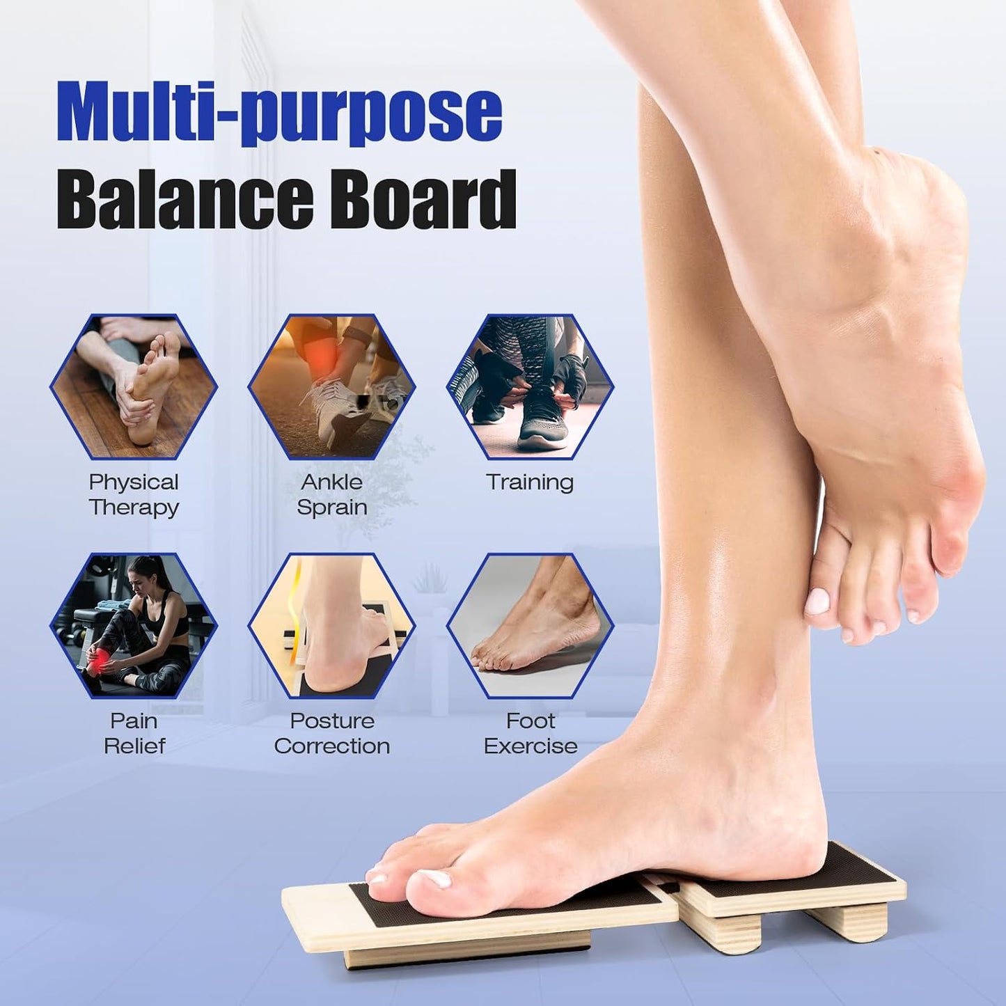 Enmja Ankle Balance Board, Foot Strengthener Exerciser for Sprained, Foot Stability Trainer, Single Leg Foot Stretcher, Posture Corrector, Physical Therapy for Plantar Fasciitis Relief WN420