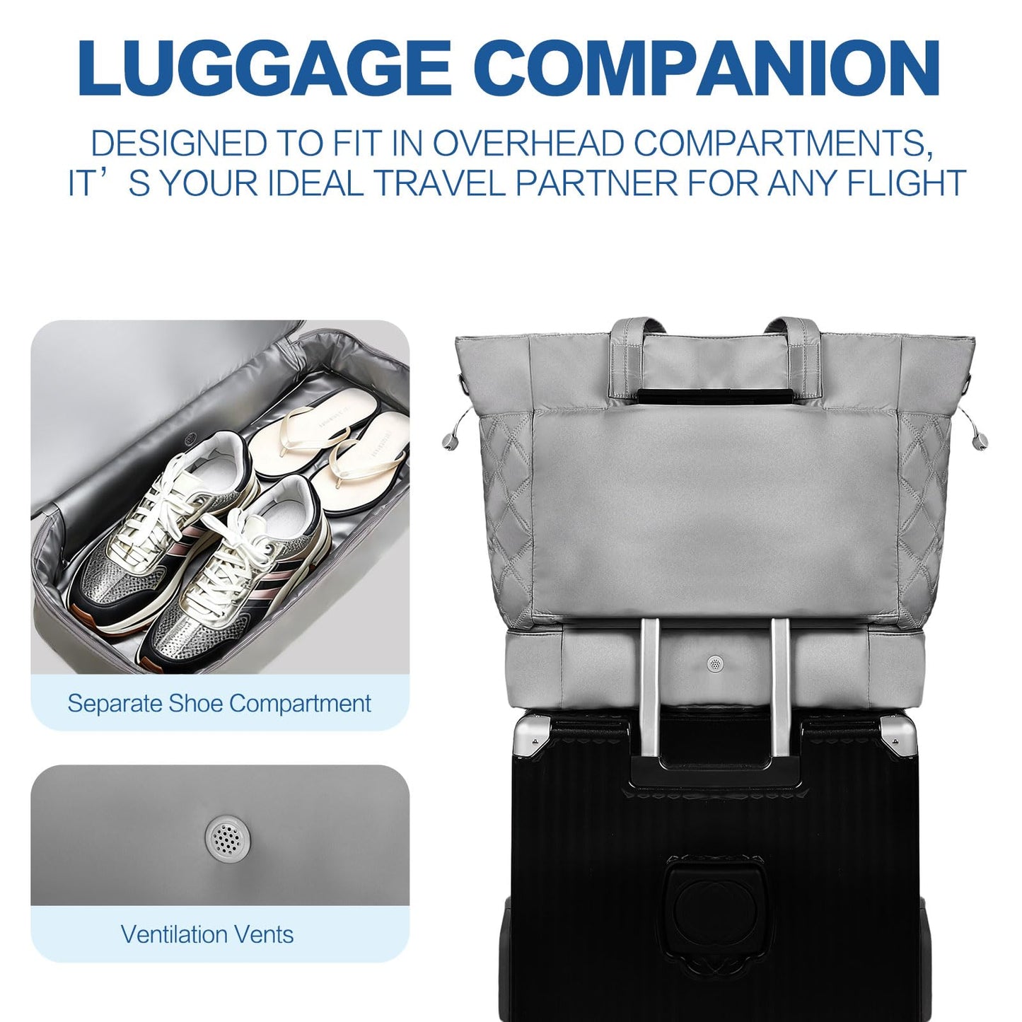 Large 4-in-1 Leather Duffle Bag for Travel Weekender Overnight Hospital Gym Bag for Men & Women, Carry On Airline Approved Personal Item Duffel Garment Bag Luggage with Shoe Compartment & Toiletry Bag BST326H