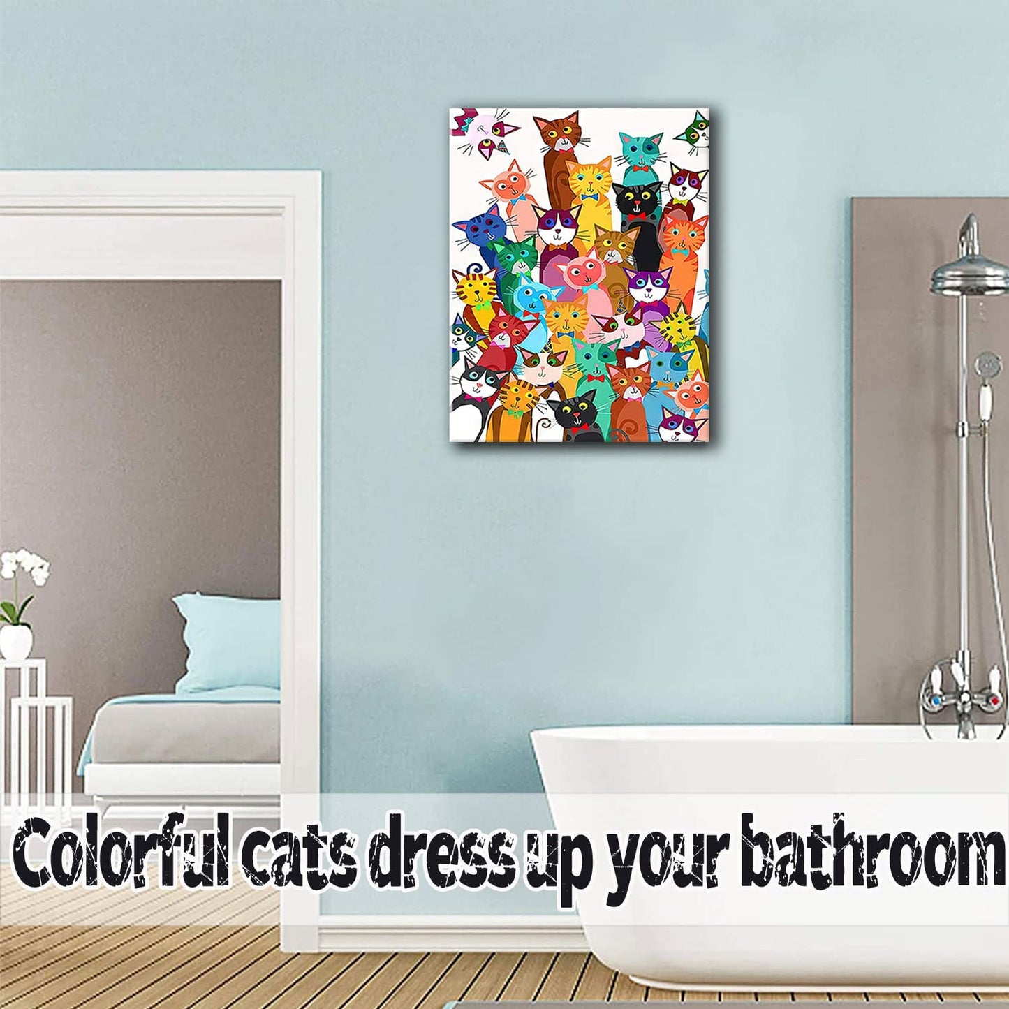 Framed Funny Parrot Bathroom Wall Art Cute Cockatiel Whimsical Canvas Print | Cute Bird Painting Natural Wood Frame Whimsical Animal Picture Playful Wall Decor for Bathroom Kids Room Nursery12x16Inche BST326H