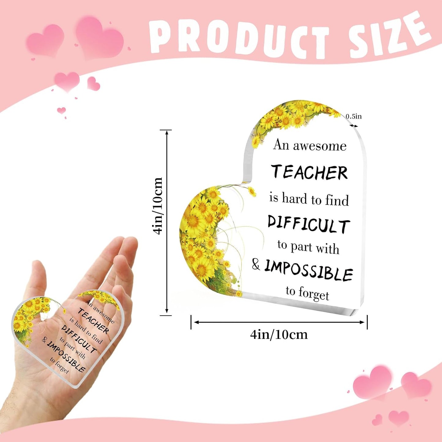 Teacher Appreciation Gifts End of Year Thank You Christmas Retirement Back to School Graduation Halloween Thanksgiving Teacher Gifts for Women Acrylic Plaque Decor with Sunflower for Teachers BST326L