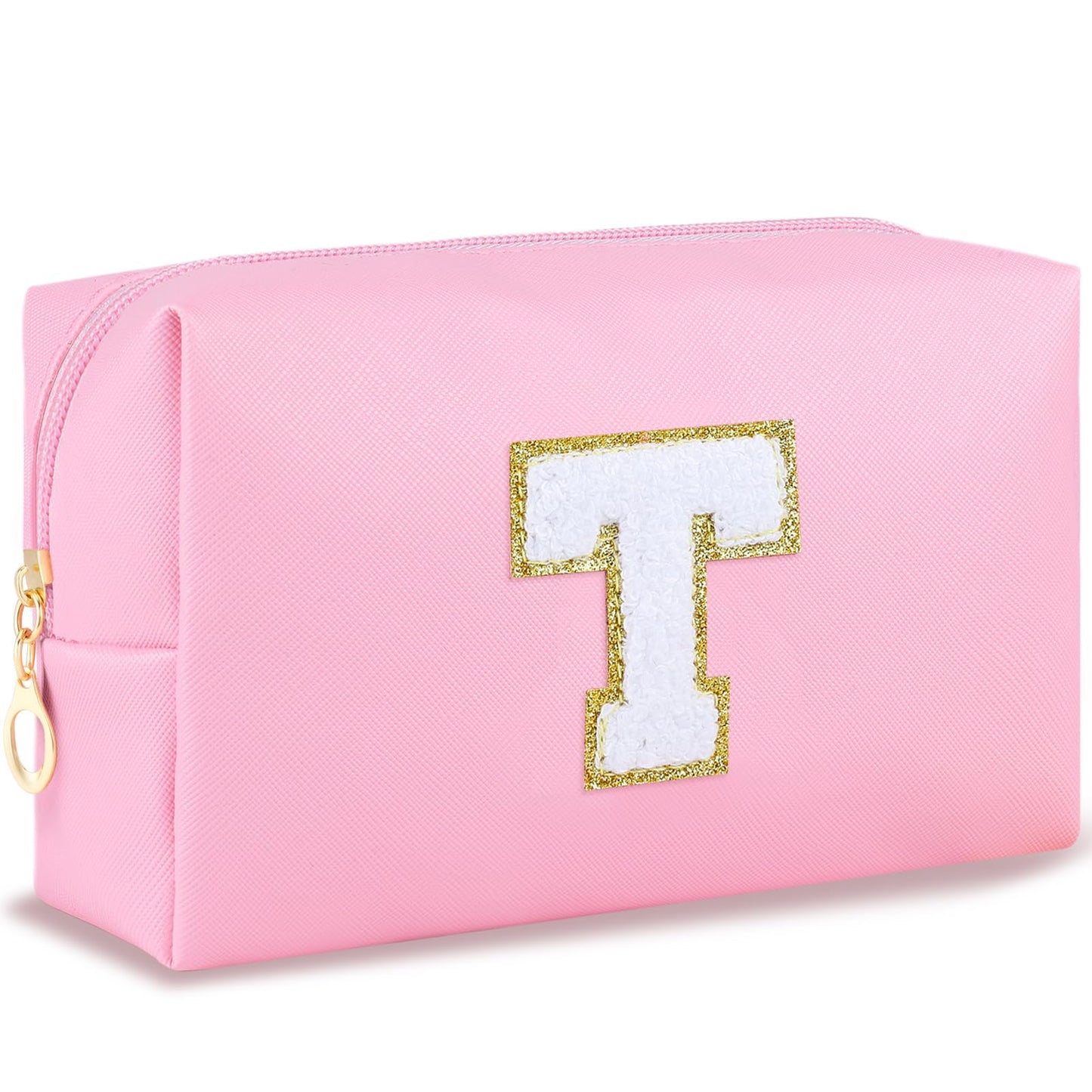 URSKYTOUS Gifts for Girls Initial Makeup Bag Personalized Cosmetic Bag with Zipper Cute Travel Toiletry Bag Waterproof PU Preppy Makeup Pouch Birthday Gift for Teen Girls Women(Blue P) BST326L