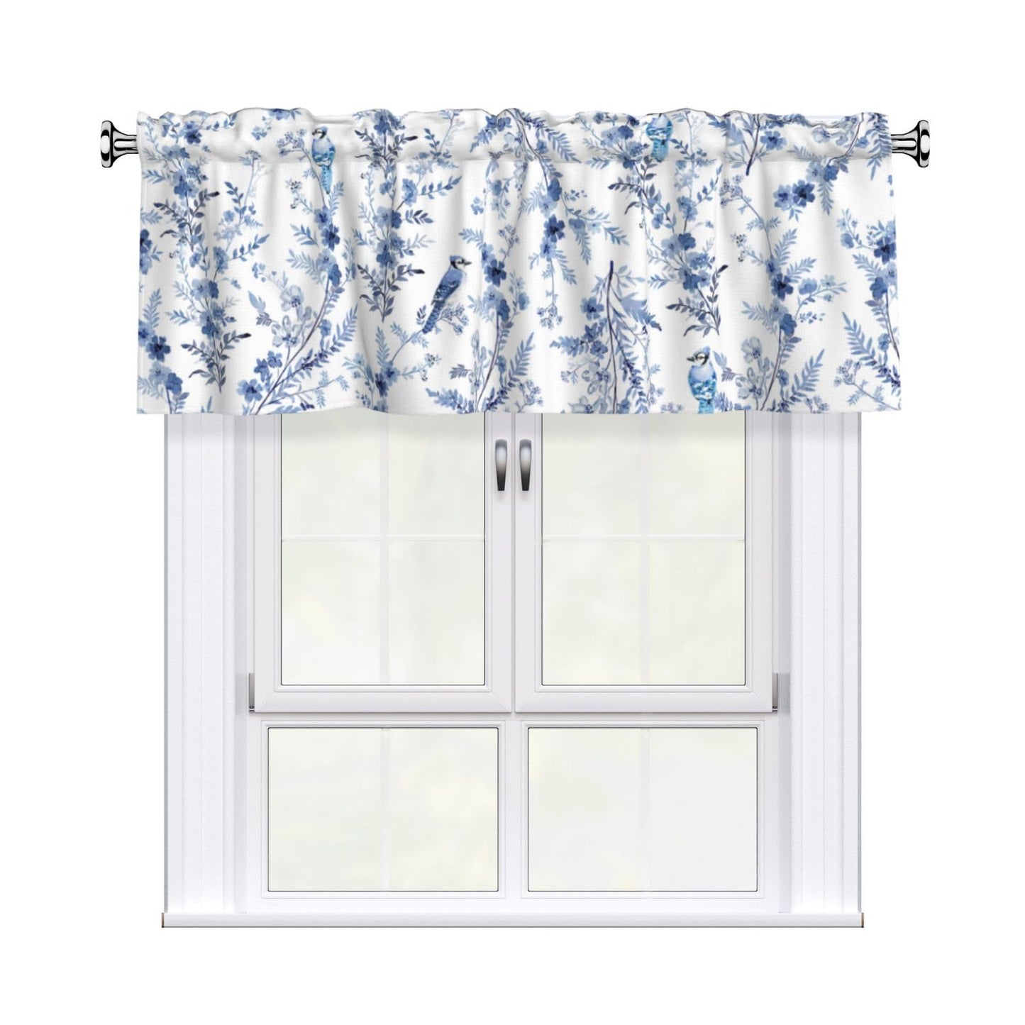 Patriotic Valance for Kitchen 2 Pack 54"x18" American Flag Curtains for Windows Red White Blue Stars 4th of July Independence Day Eucalyptus Leaf Window Treatment Rod Pocket Valance for Home Decor BST326L