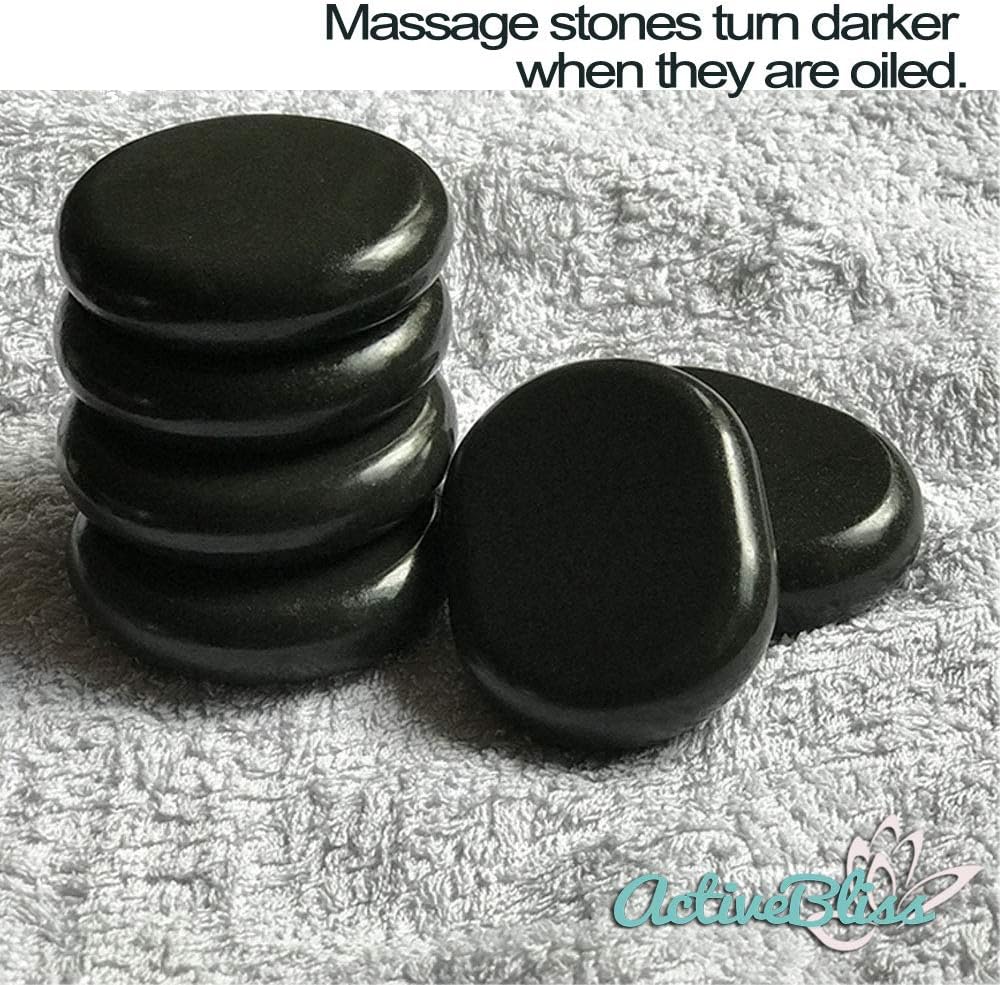 Hot Stones - 6 Large Essential Massage Stones Set (3.15in) for Professional or Home spa, Relaxing, Healing, Pain Relief