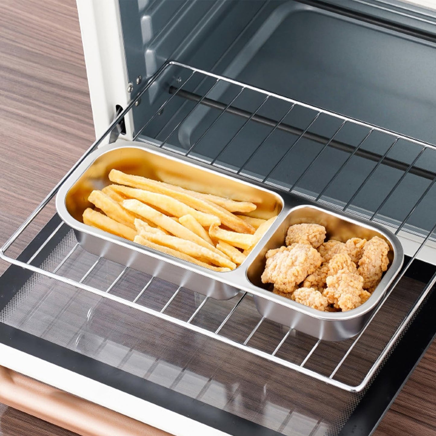 Reusable Stainless Steel Snack Containers with Lids – 10.3" x 4" 3 Compartment Snackle Box, Leak-Proof Metal Snack Containers for Kids & Adults, Divided Food Storage Box (2 Compartment 2 Pack) BST220
