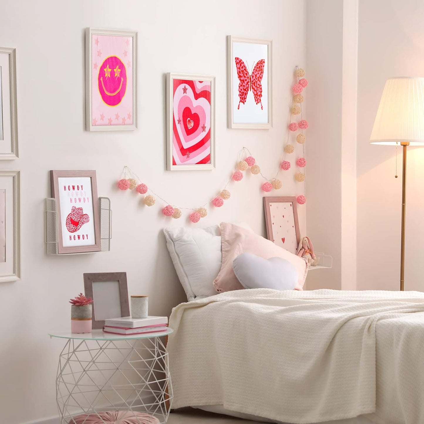 6 PCS Pink Preppy Room Decor Aesthetic Unframed Wall Art Trendy Small Wall Prints Cheetah Butterfly Preppy Posters Cute Collage Pictures for Teen Girl Bedroom Room Dorm, 8 x 10 Inch WN420