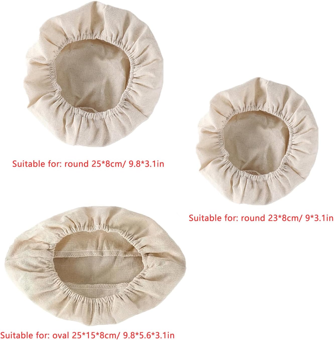 3 Pack Banneton Liner Reusable Banneton Bread Proofing Basket Liners Non-Stick Dough Cloth Cover for Bread Banneton Basket Round Oval Sourdough Proofing Bowls Rattan Sourdough Rising Baskets BST326L