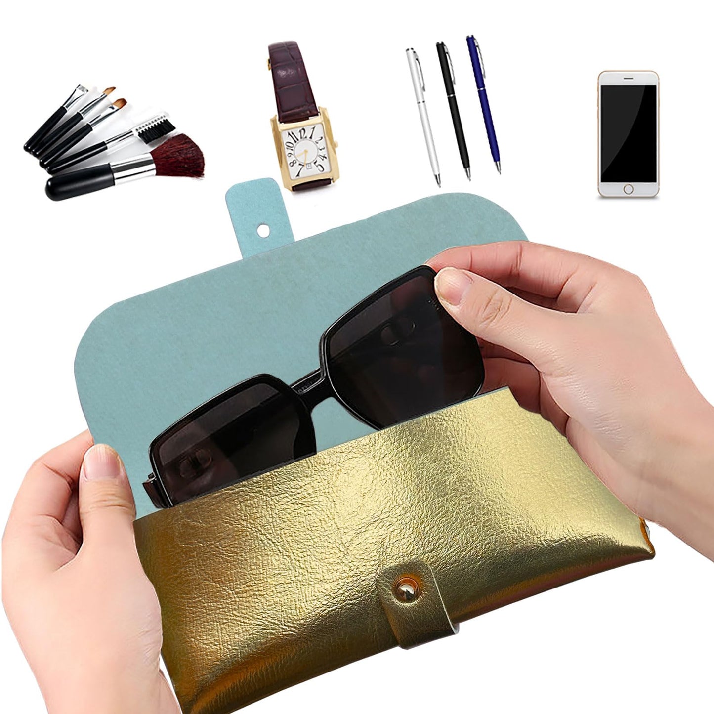 Glasses storage bag Travel sunglasses myopia glasses storage bag Fashion leather storage bag WN420